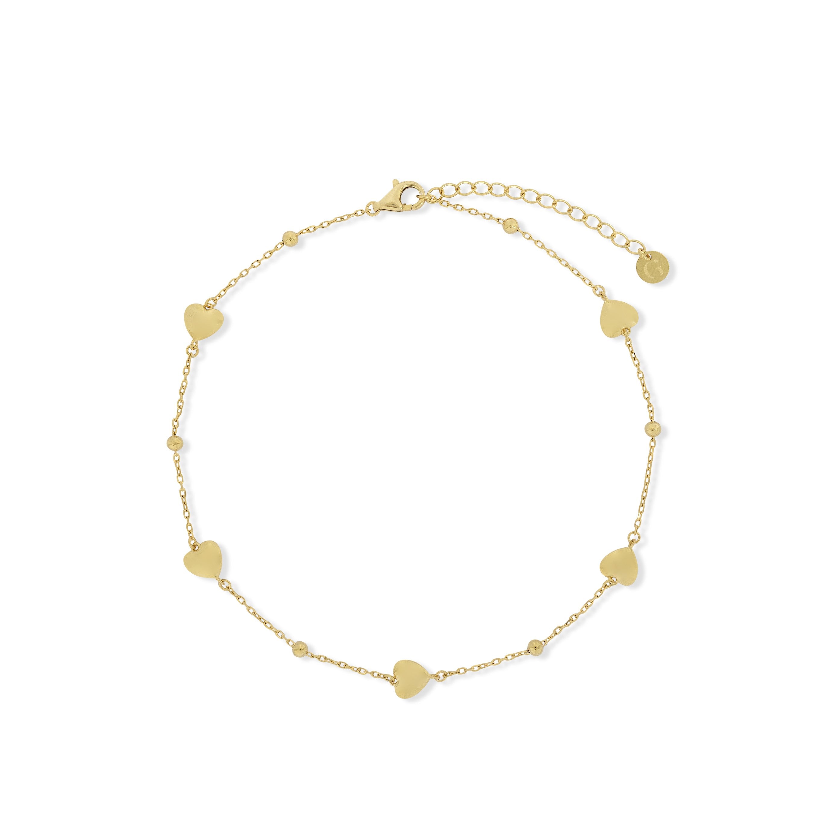 Gold Trip Women's Hearts Satellite Anklet In Gold In Gold