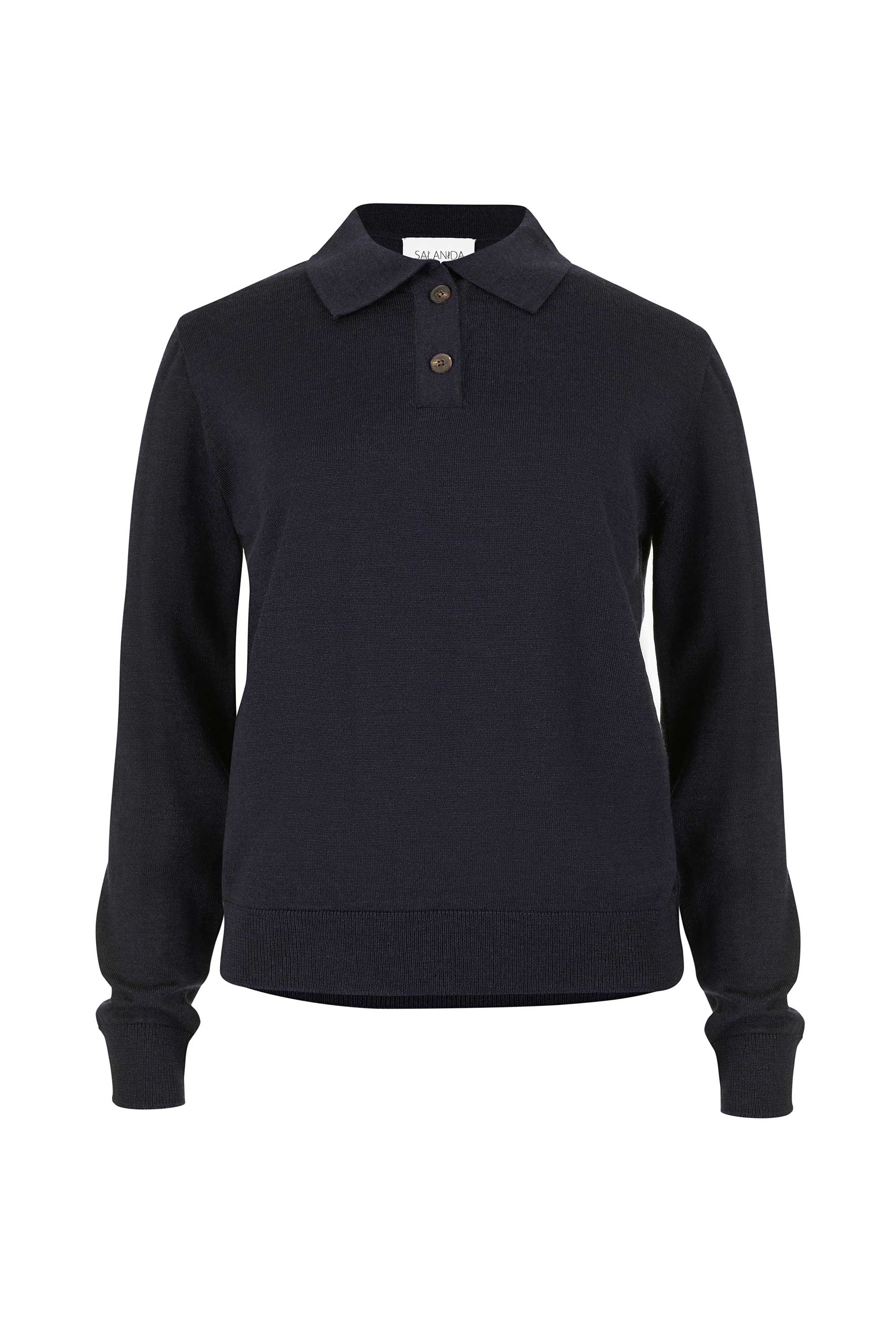 Salanida Women's Galante 100% Merino Polo Top Black In Blue