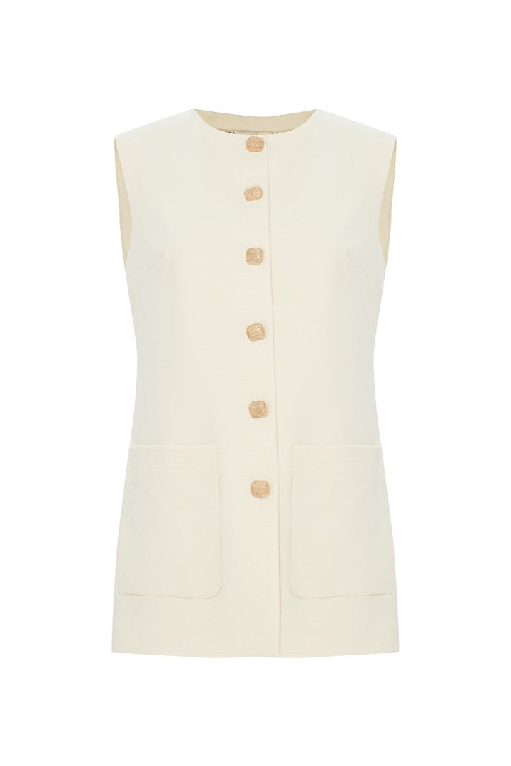 Women's Neutrals Anisa Buttoned Vest – Ecru | Xxs | Exquise