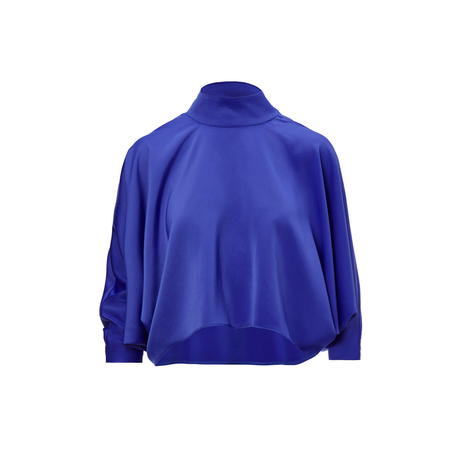 Bluzat Women's Electric Blue Asymmetrical  Blouse With Collar And Buttons In Blue