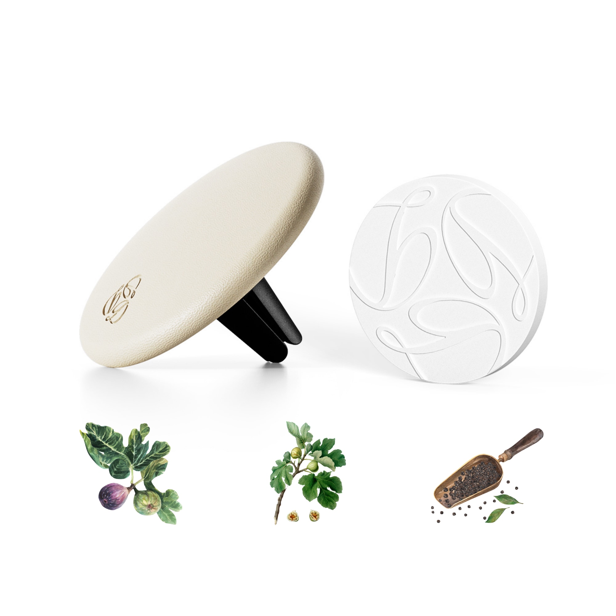 Seree White Fig Cream Lambskin Car Diffuser & Insert In White