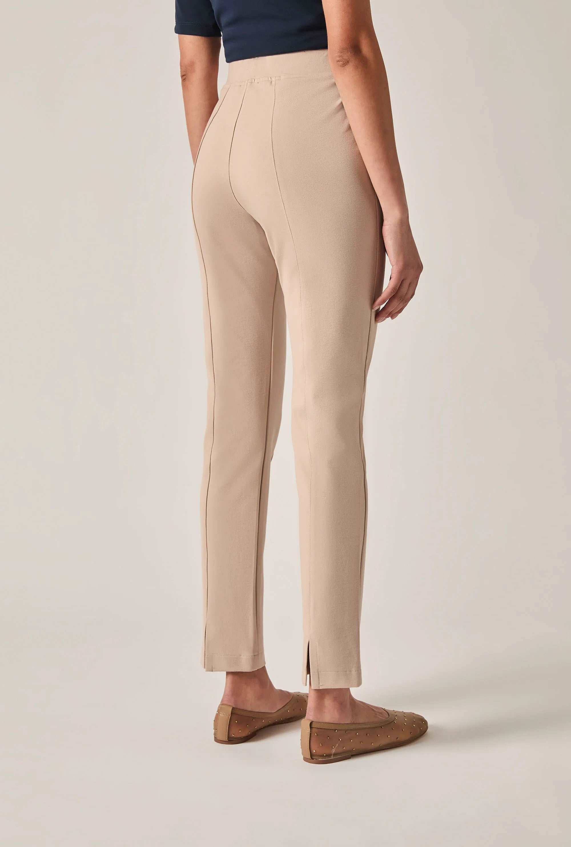 beige cigarette pants Alma Tailored Stretch length trousers in woven fabric with a zip fly and a concealed button and hook Ladies - Light Beige Slacks