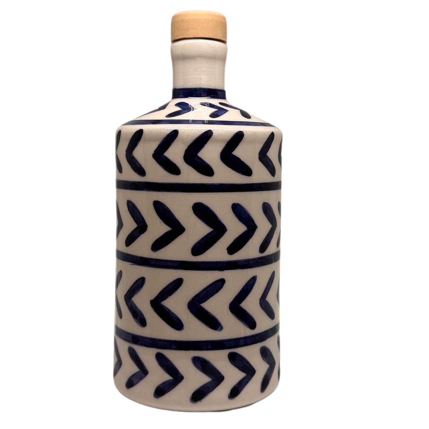 Blue / White Artisan Crafted Ceramic Awn Bottle And Vessel Black and Wild