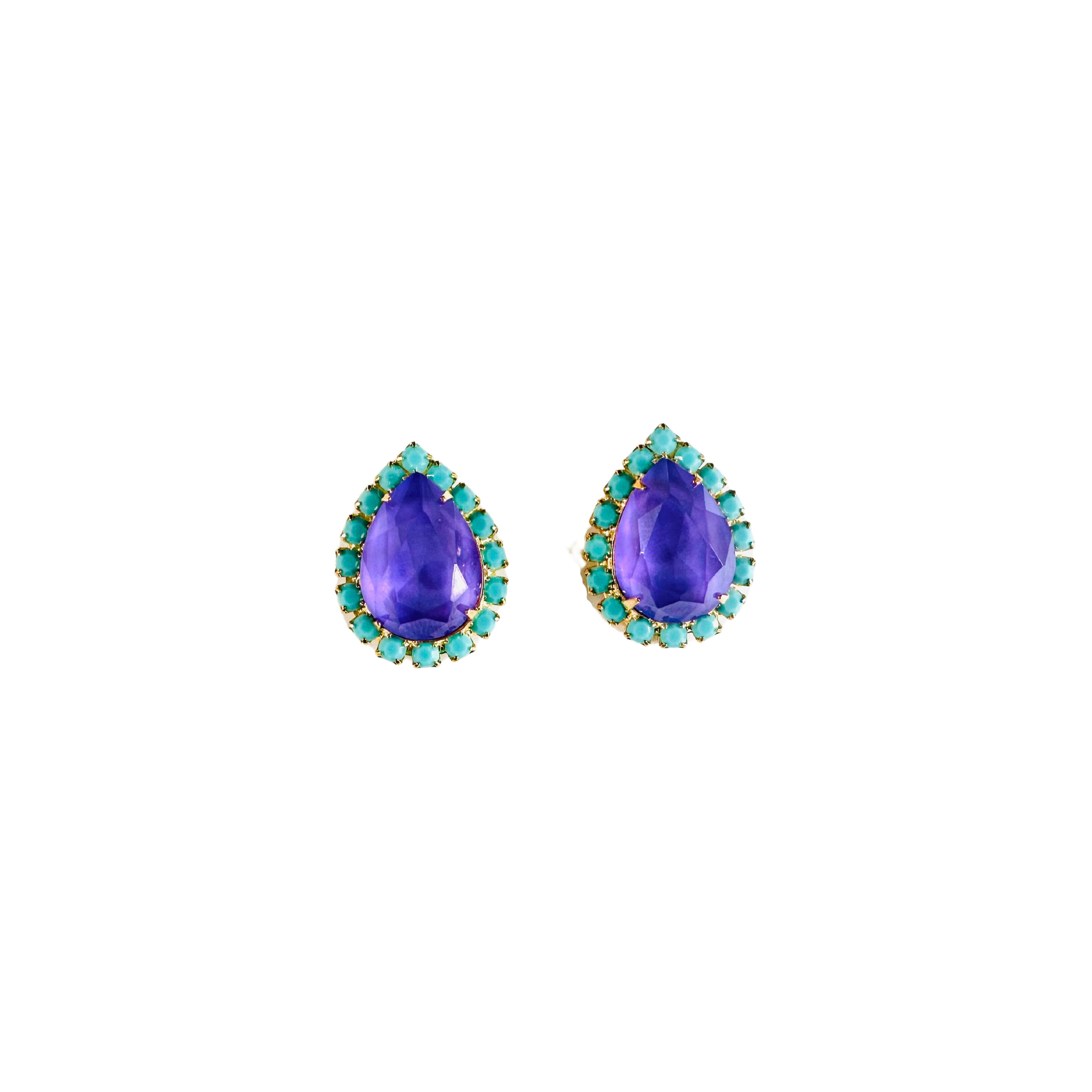 The Pink Reef Women's Pink / Purple Pear Stud In Violet In Blue