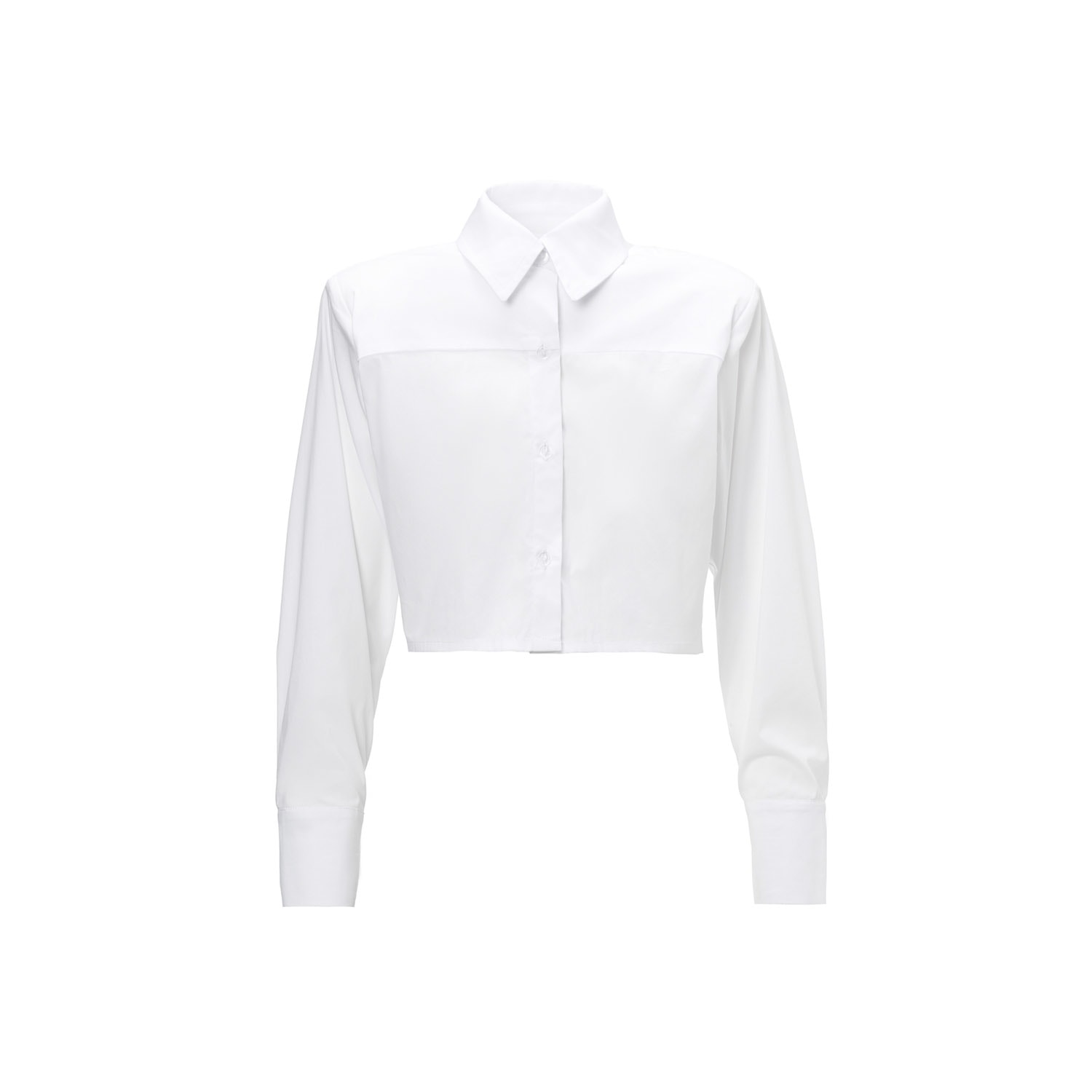 Women’s White Cropped Poplin Shirt With Oversized Shoulders Extra Small Bluzat