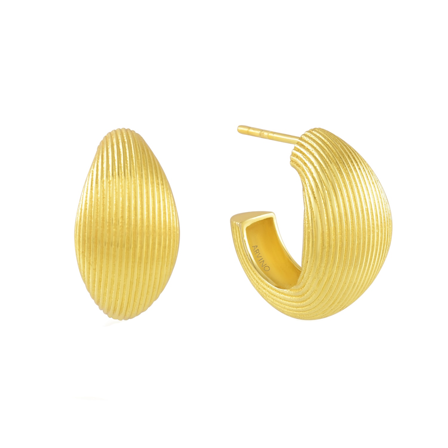 Women’s Eligible Striated Hoops Gold Vermeil Arvino