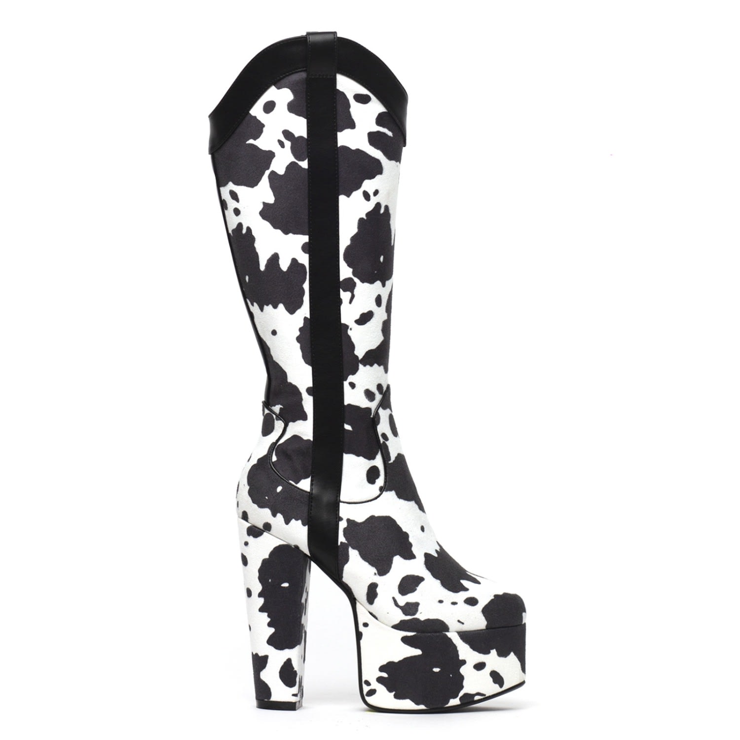 Lamoda Women's White Cowgirl Platform Knee High Boots In Black