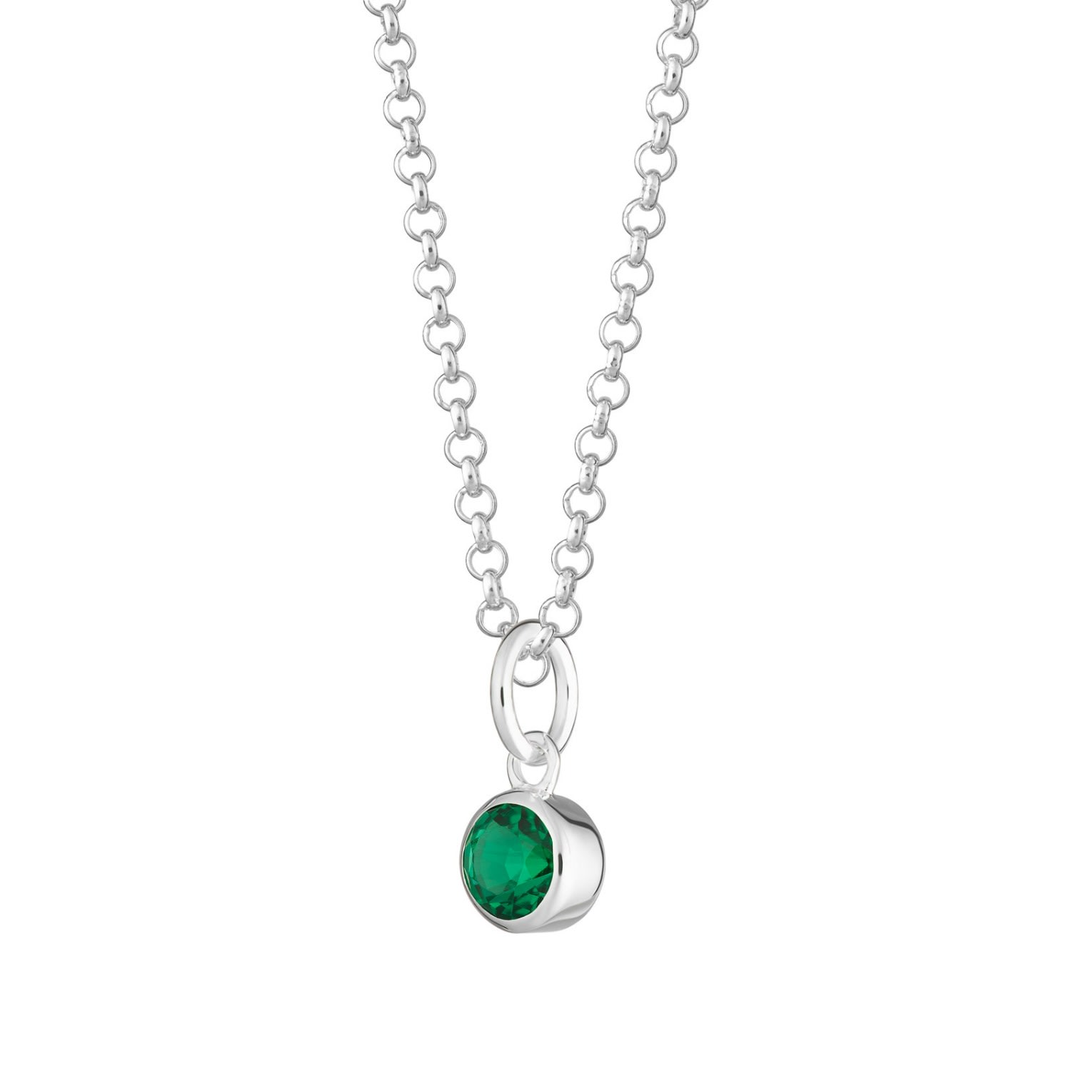 Women’s Sterling Silver May Birthstone Necklace - Emerald Lily Charmed