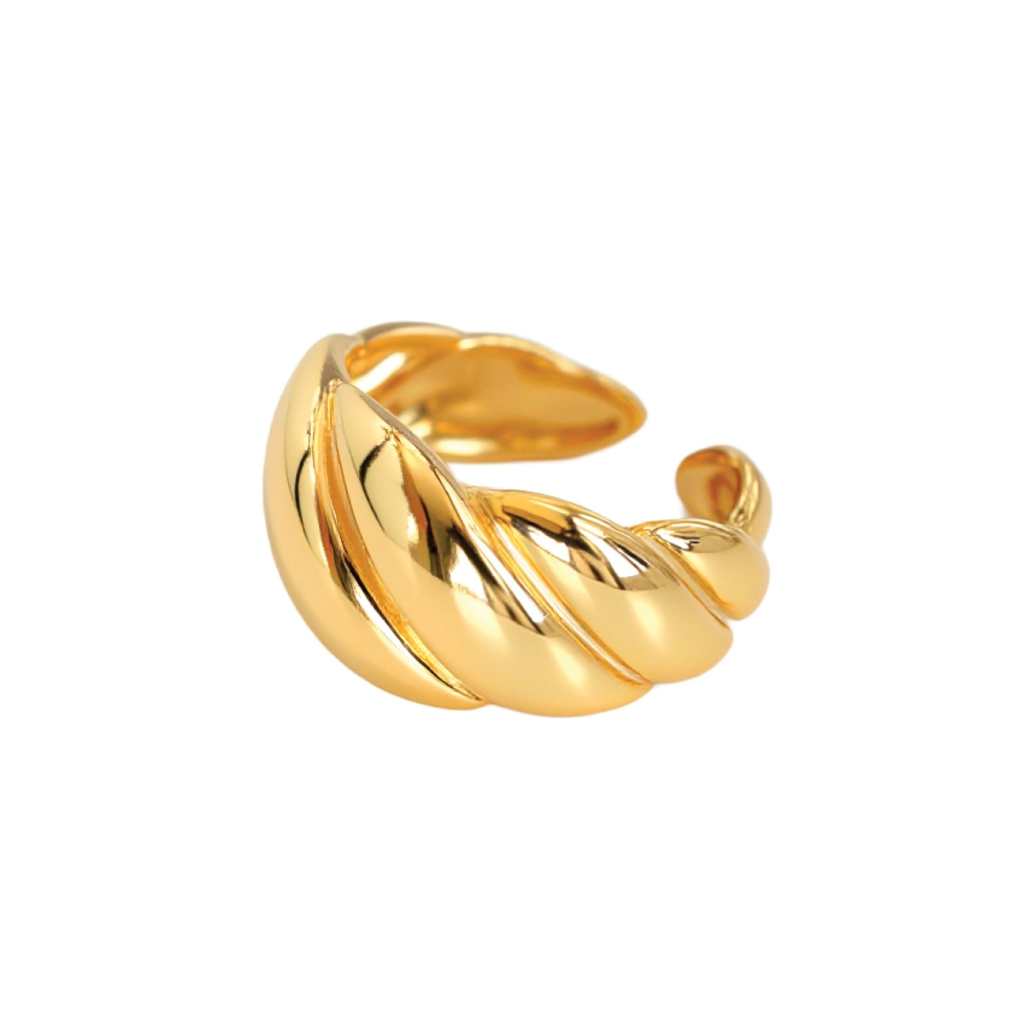Women's Shaping - Twist Croissant Sterling Silver Gold Ring - Gold | Every Wave