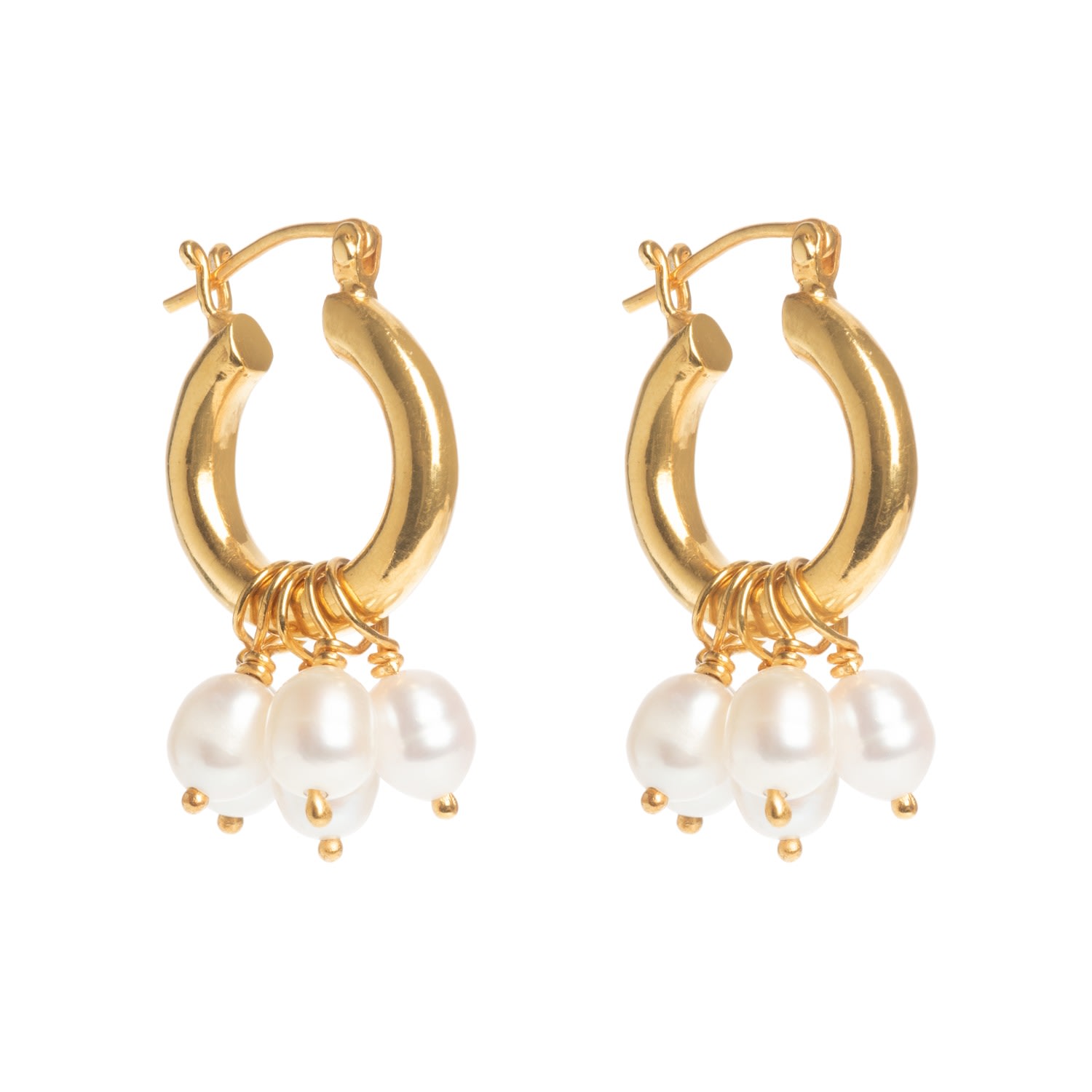Freya Rose Women's White Gold Mini Hoops With Detachable Pearls In White
