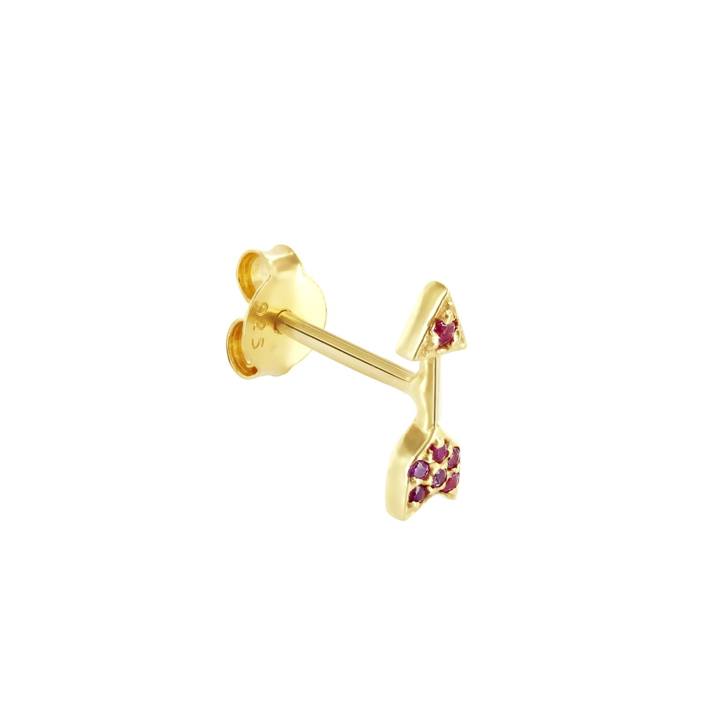 Women’s Pink Topaz Arrow Single Stud Gold Vermeil Wolf and Zephyr