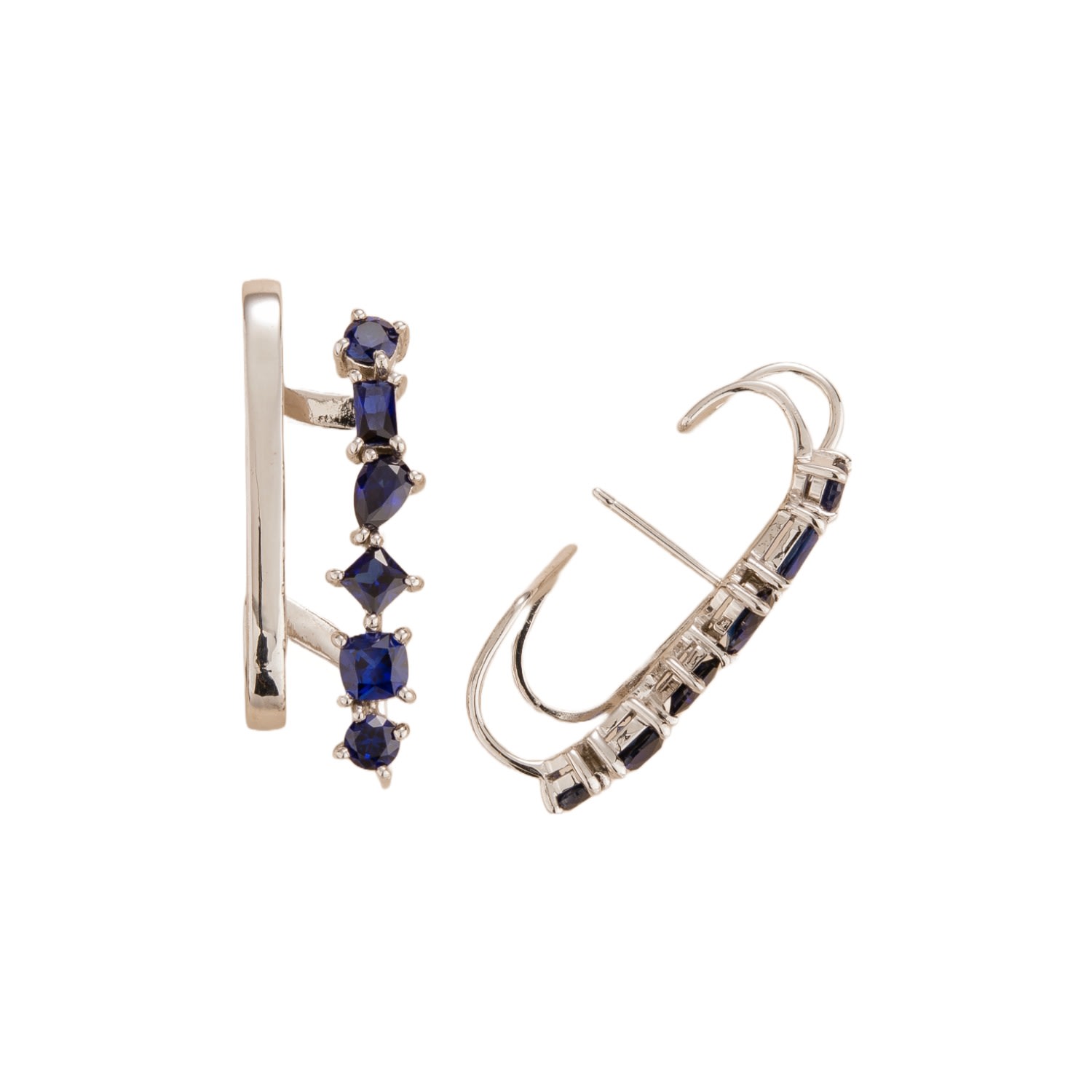 Juvetti Women's Blue / White Serene Earrings With Blue Sapphire Set In White Gold In Multi