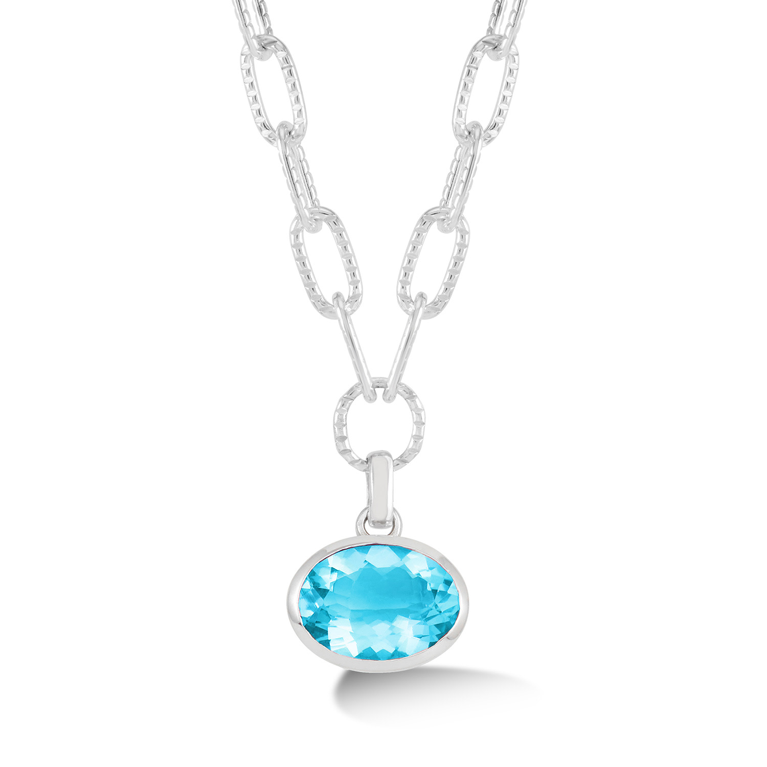 Dower & Hall Women's Silver Large Oval Blue Topaz Array Pendant In Blue