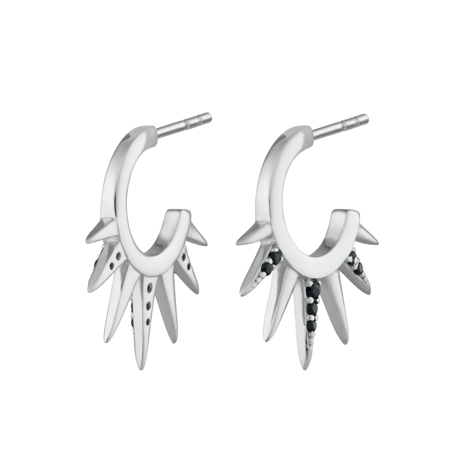 Scream Pretty Women's Silver / Black Silver Black Sun Spike Hoop Earrings