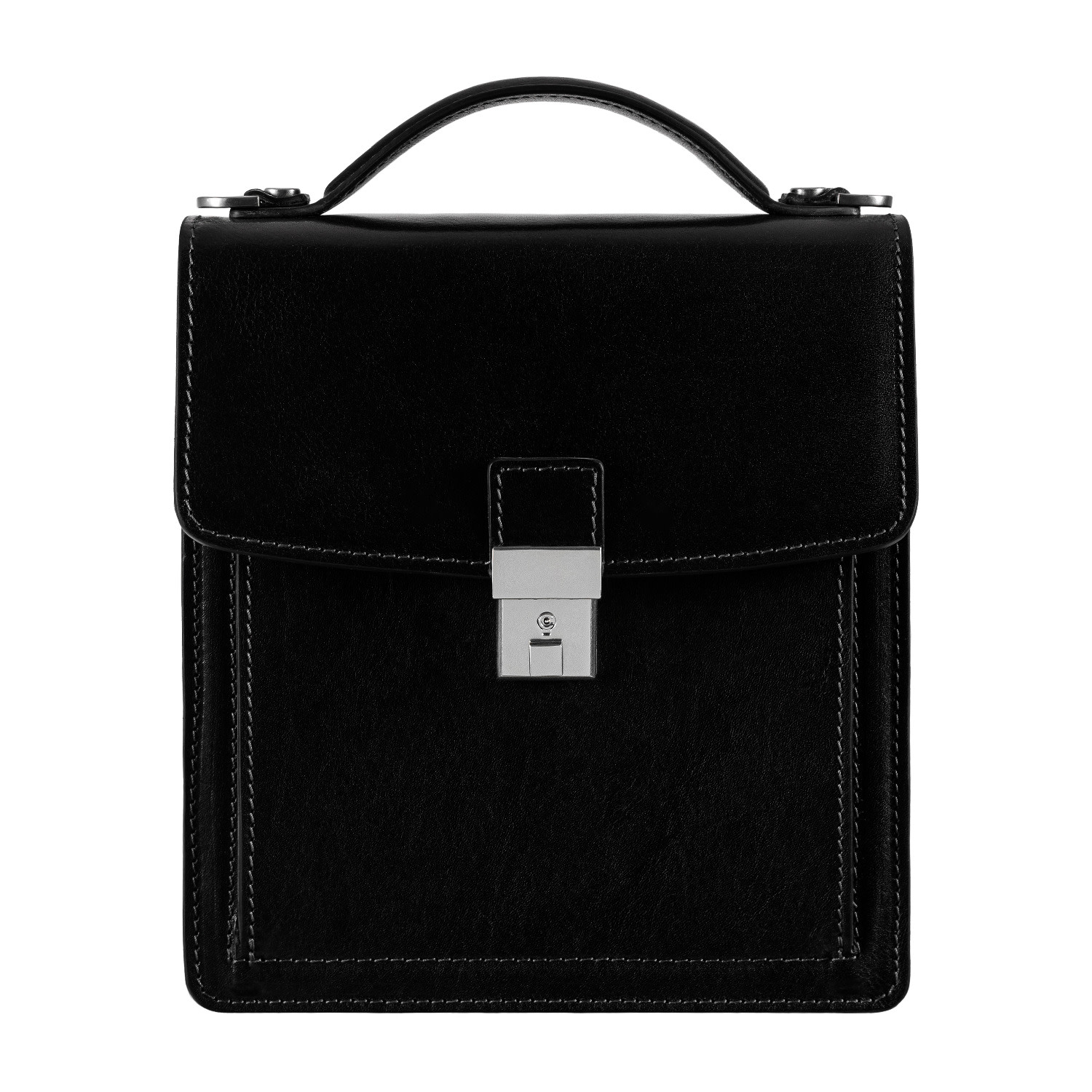 Time Resistance Small Leather Briefcase For Women In Black - Walden In Black