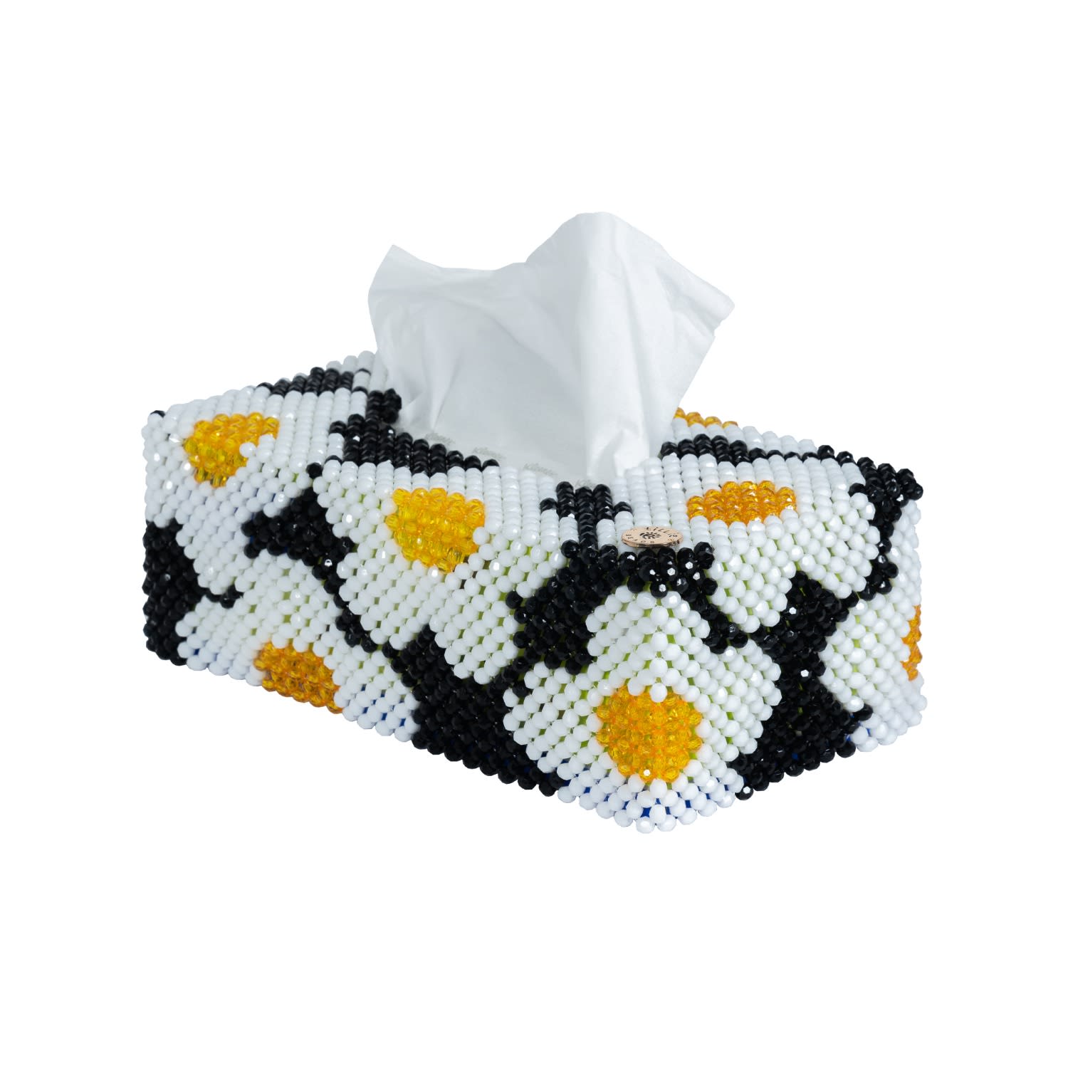 Tillie Beads Black Daisy Bead Tissue Box