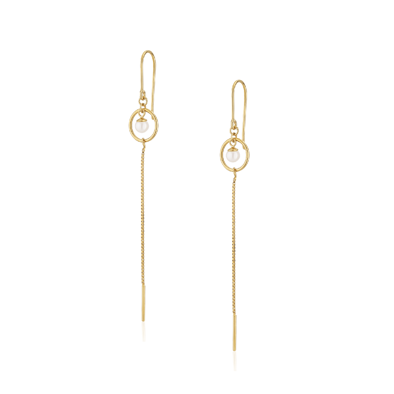 Alura Copenhagen Jewellery Women's Ocean Earrings W. Pearl & Chain In Gold In Gold