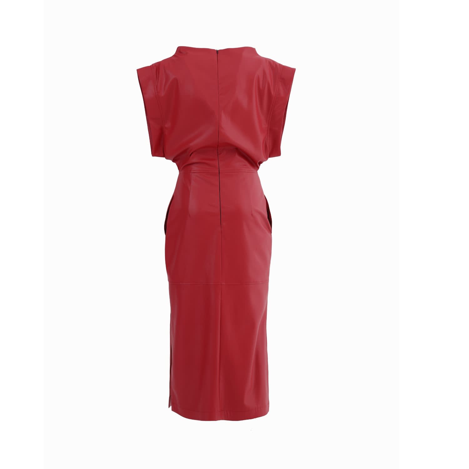 green emerald velvet dress Pink Faux Leather Collared Sleeveless Wrap Dress *FINAL SALE* – SSYS main image 0