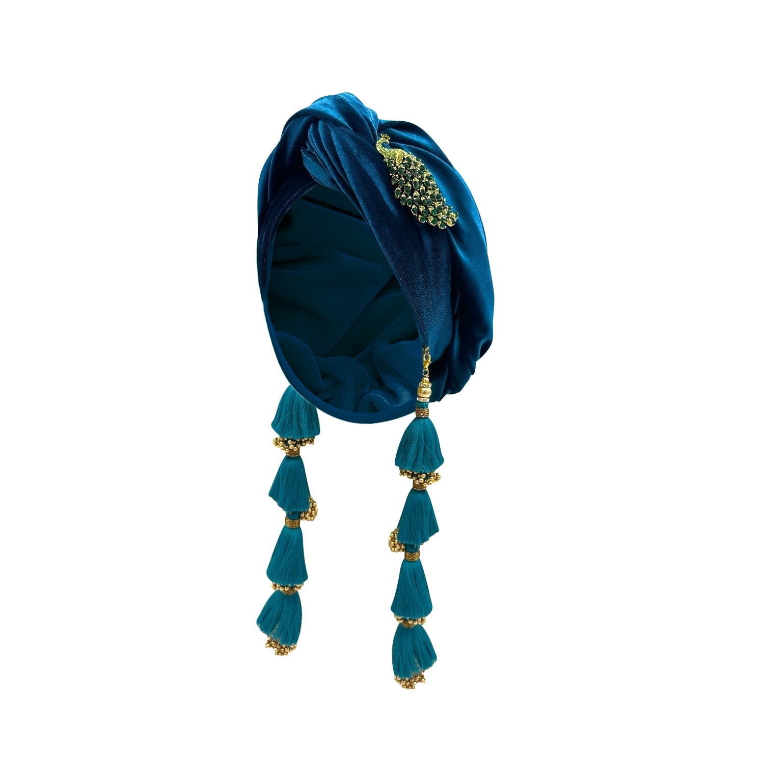 Julia Clancey Women's Blue Teal Peacock Velour Dorado Turban In Blue
