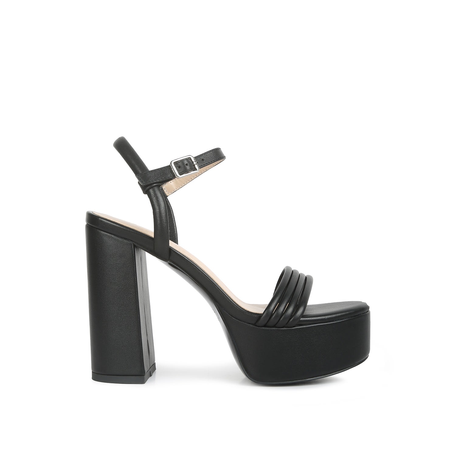 Shop Rag & Co Women's Cruella Black Block Heel Platform Sandals