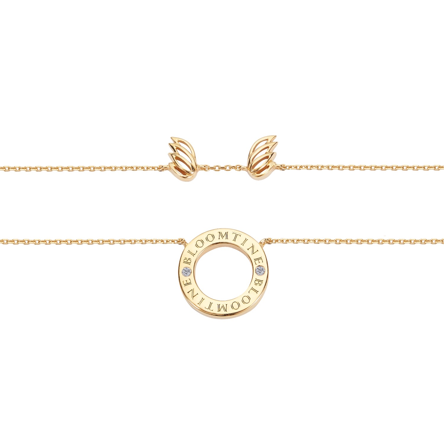 Bloomtine | Earth Angel Hq Women's Mini Halo Wings™ Diamond & Solid Gold Angel Necklace In Gold