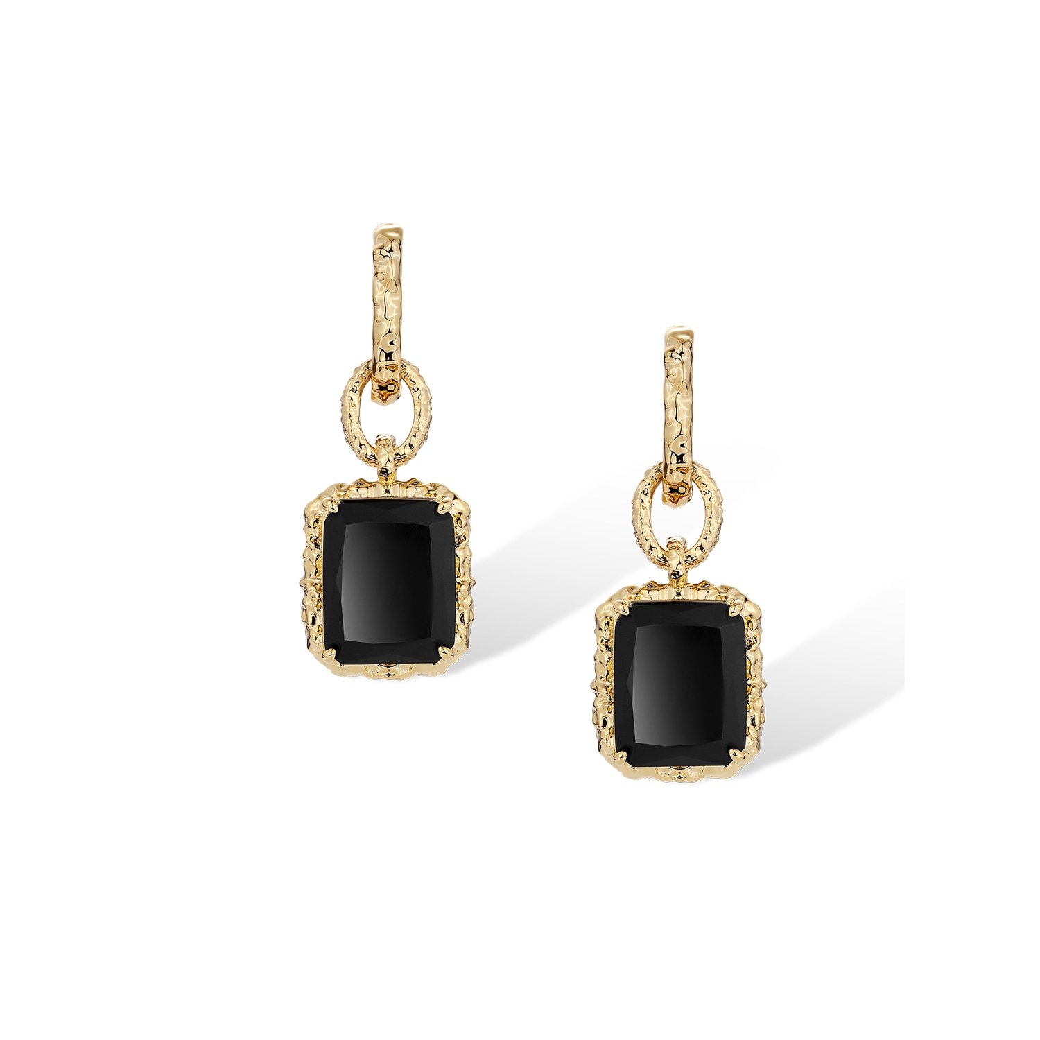 Retro Chic Women's Black / Gold Agate Lava Earrings In Multi