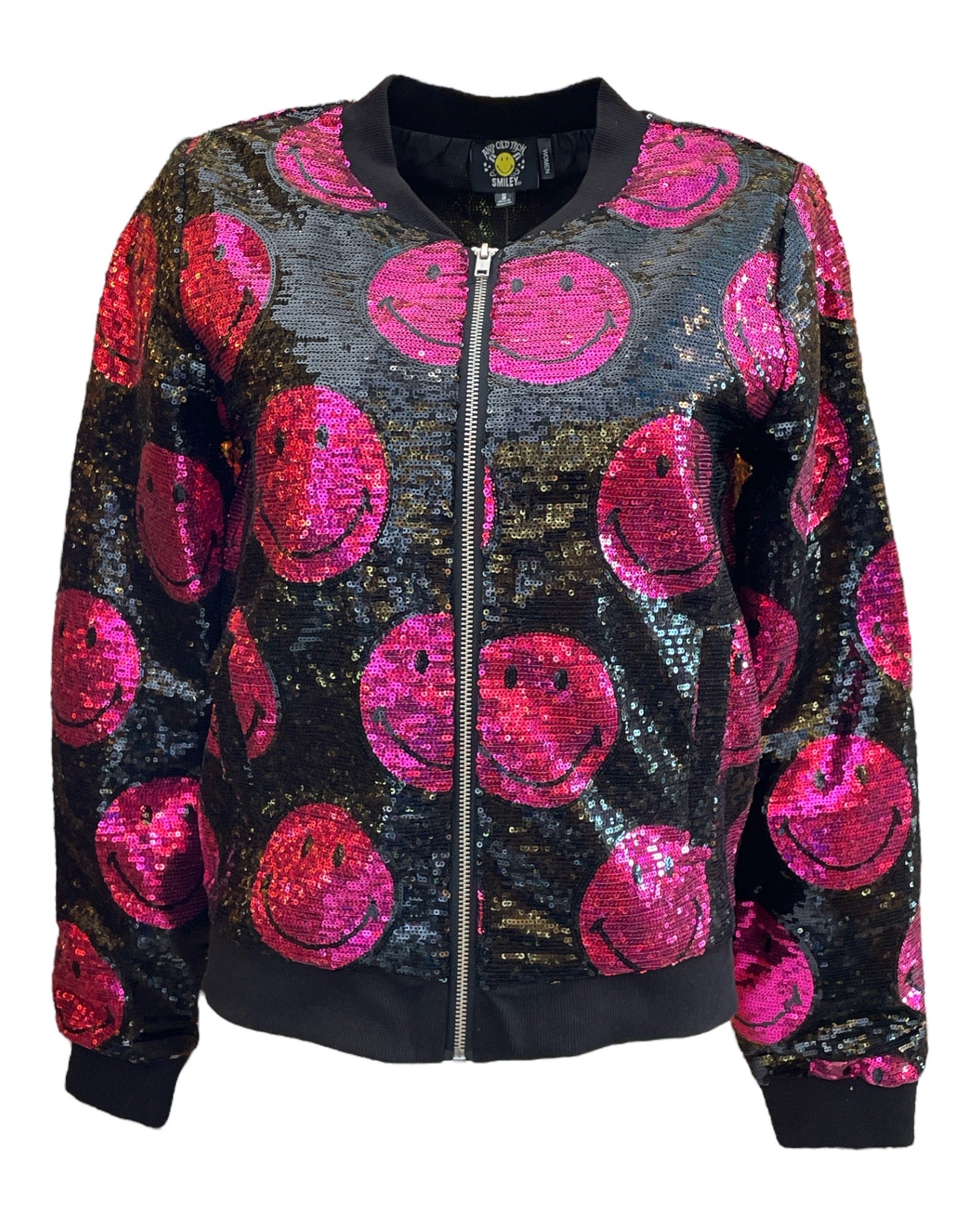 Women’s Black / Pink / Purple Any Old Iron X Smiley Pink Bomber Jacket S