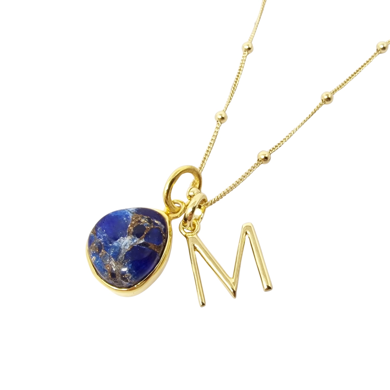 Women’s Gold / Blue Gold Vermeil Initial And Sapphire September Birthstone Necklace Harfi