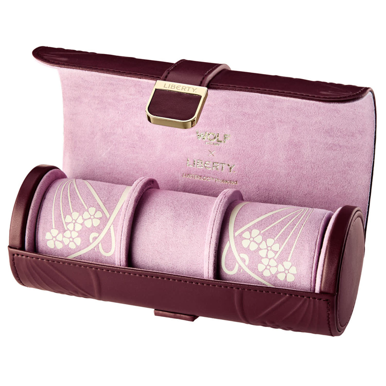 Women's Red Liberty Triple Watch Roll - Burgundy | Wolf