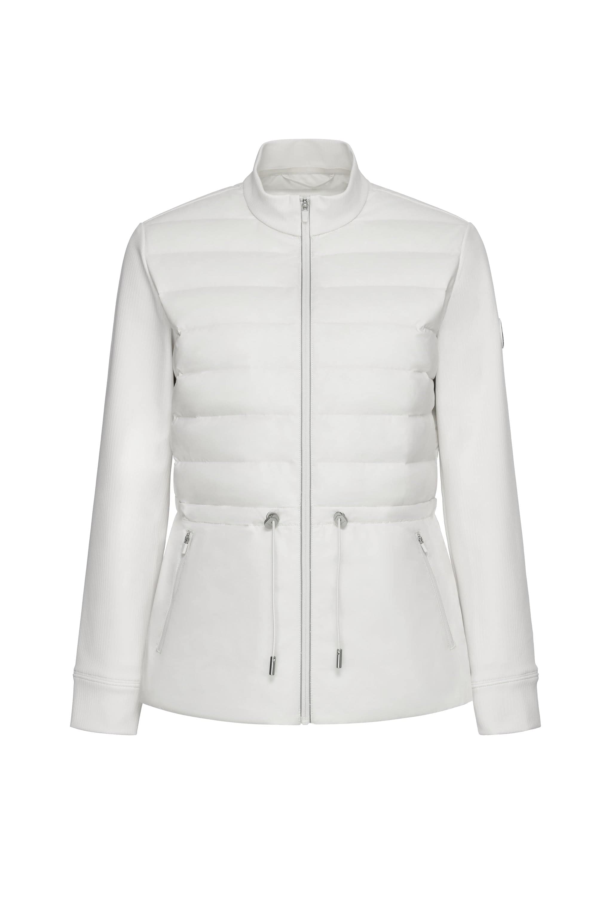 Women s Goose Down Tie Waist Jacket White Bosideng Wolf Badger