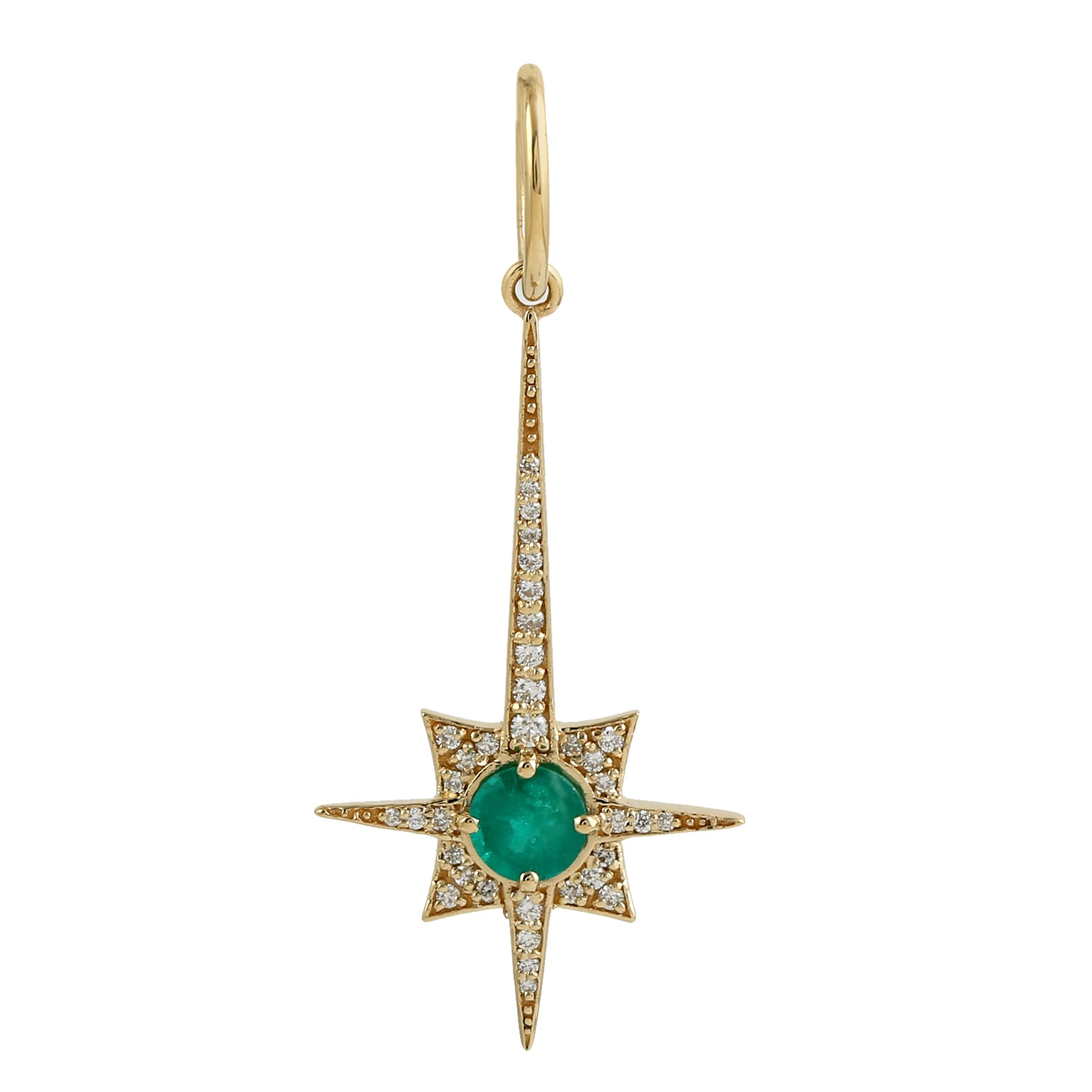 Artisan Women's Gold / Green / White 18k Gold North Star Pendant With Emerald & Diamonds In Multi