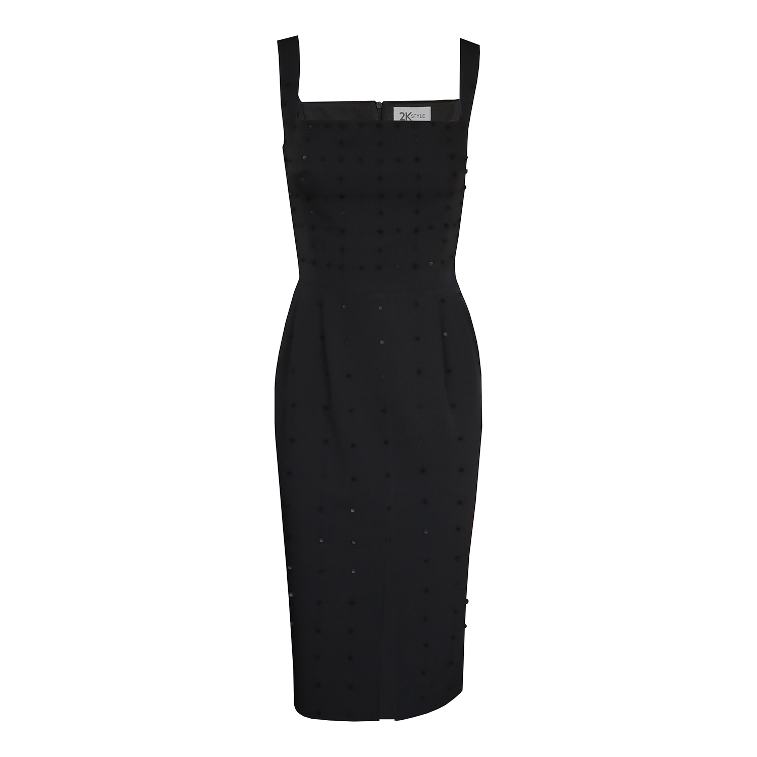 Women's Celine Crystal Hand-Embellished Split Pencil Midi Dress - Black | Medium | 2Kstyle