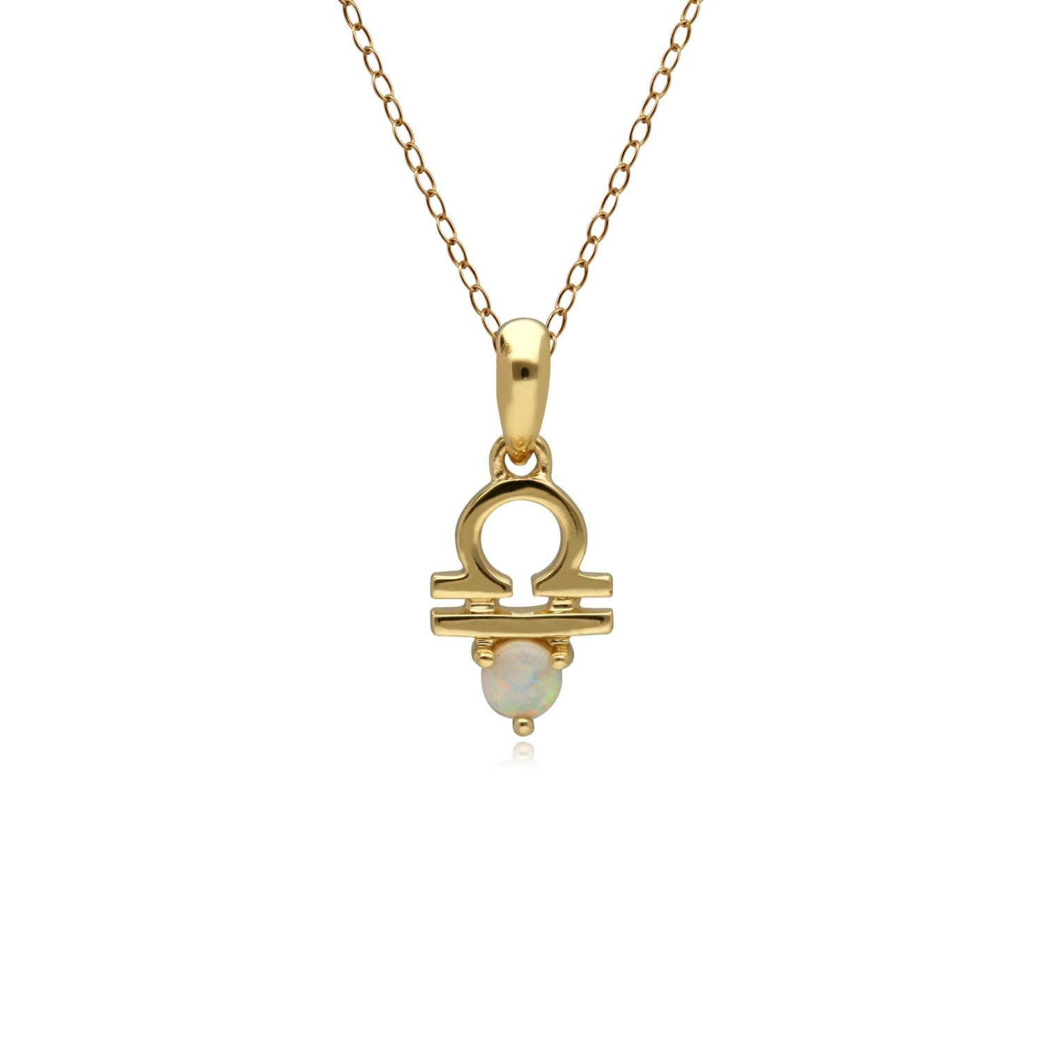 Women’s Gold / White Opal Libra Zodiac Necklace In Yellow Gold Gemondo