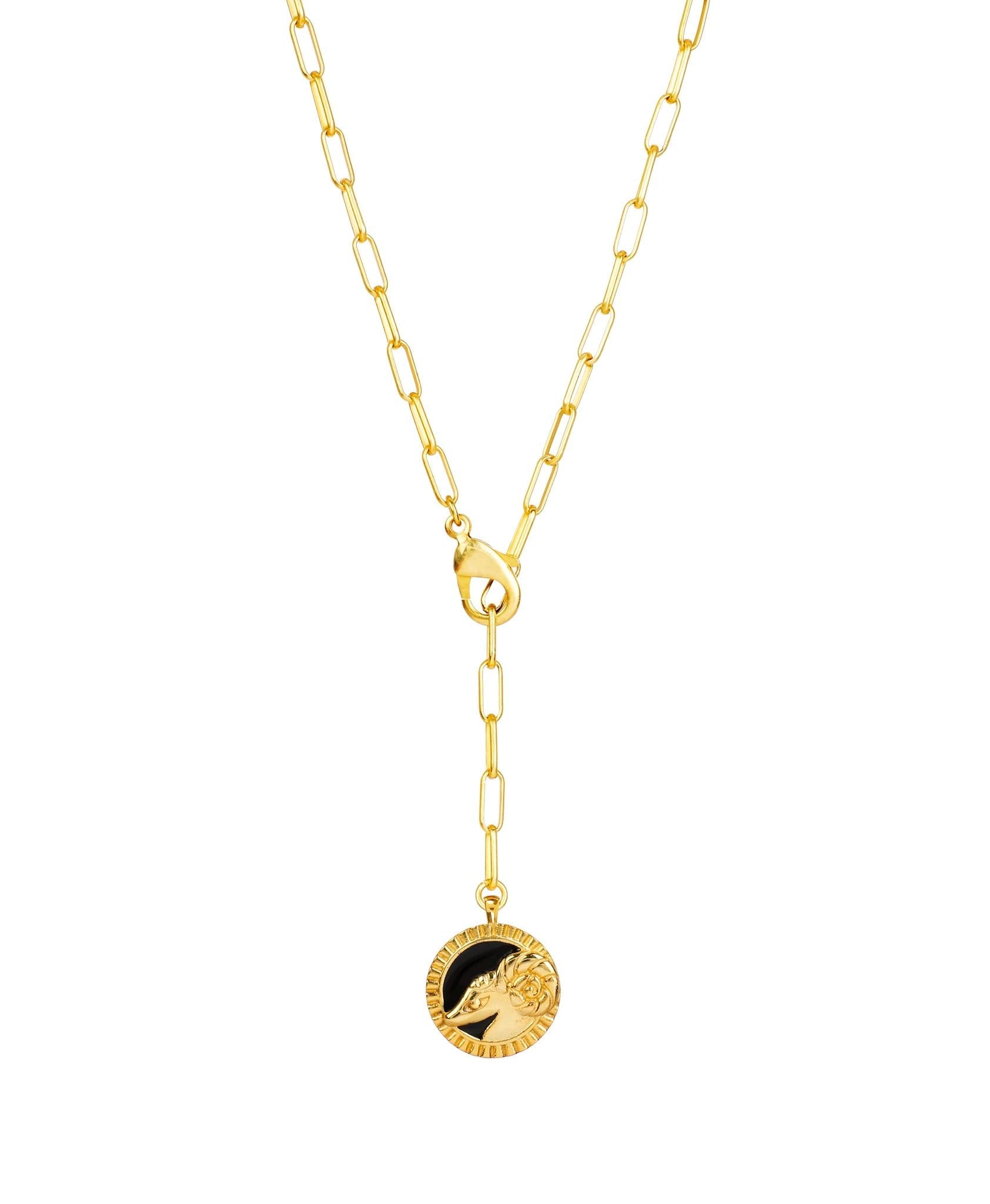 Women’s Gold / Black Zodiac Star Sign - Aries Necklace Lila Rasa