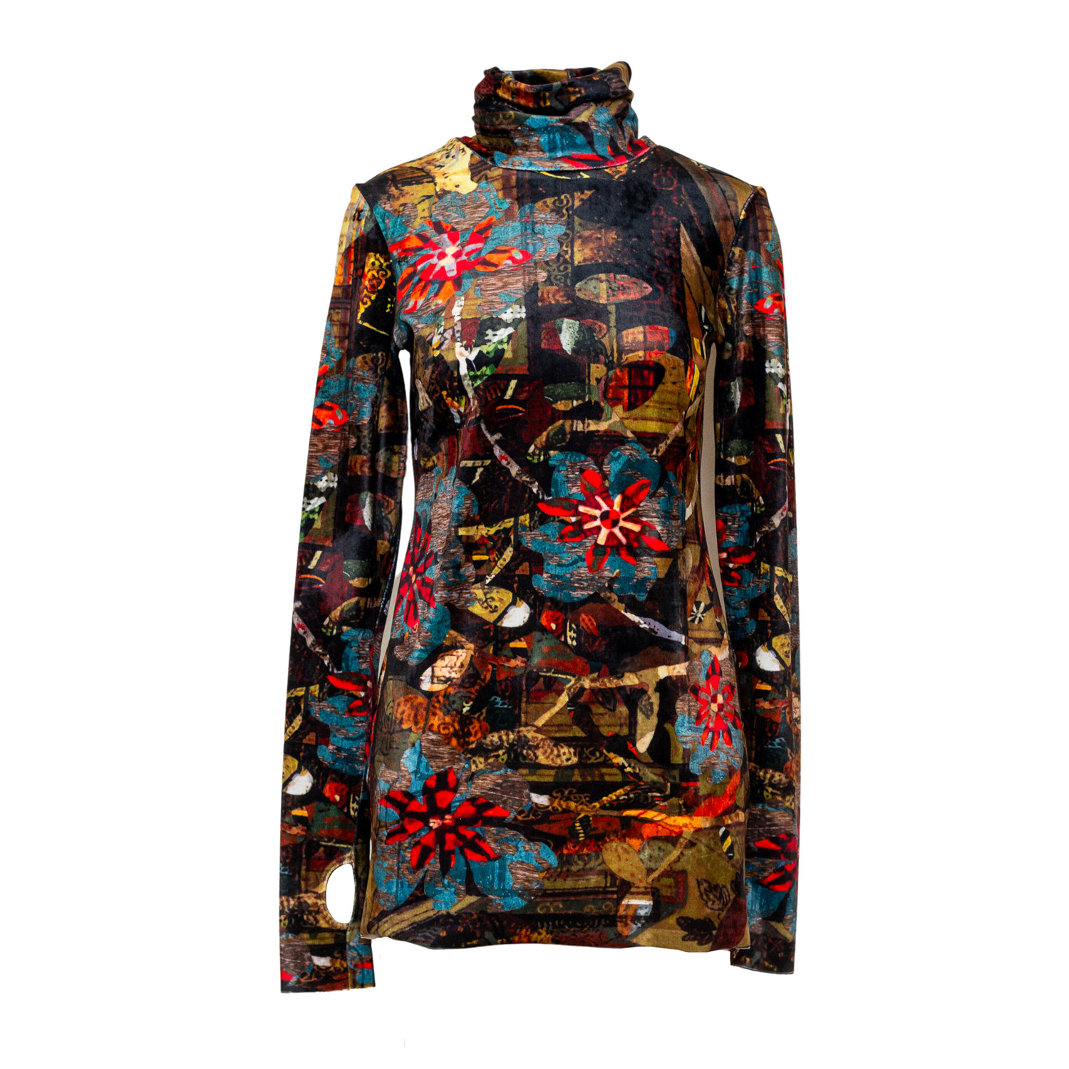 Women’s Bloom Printed Velvet Tunic Small Artista