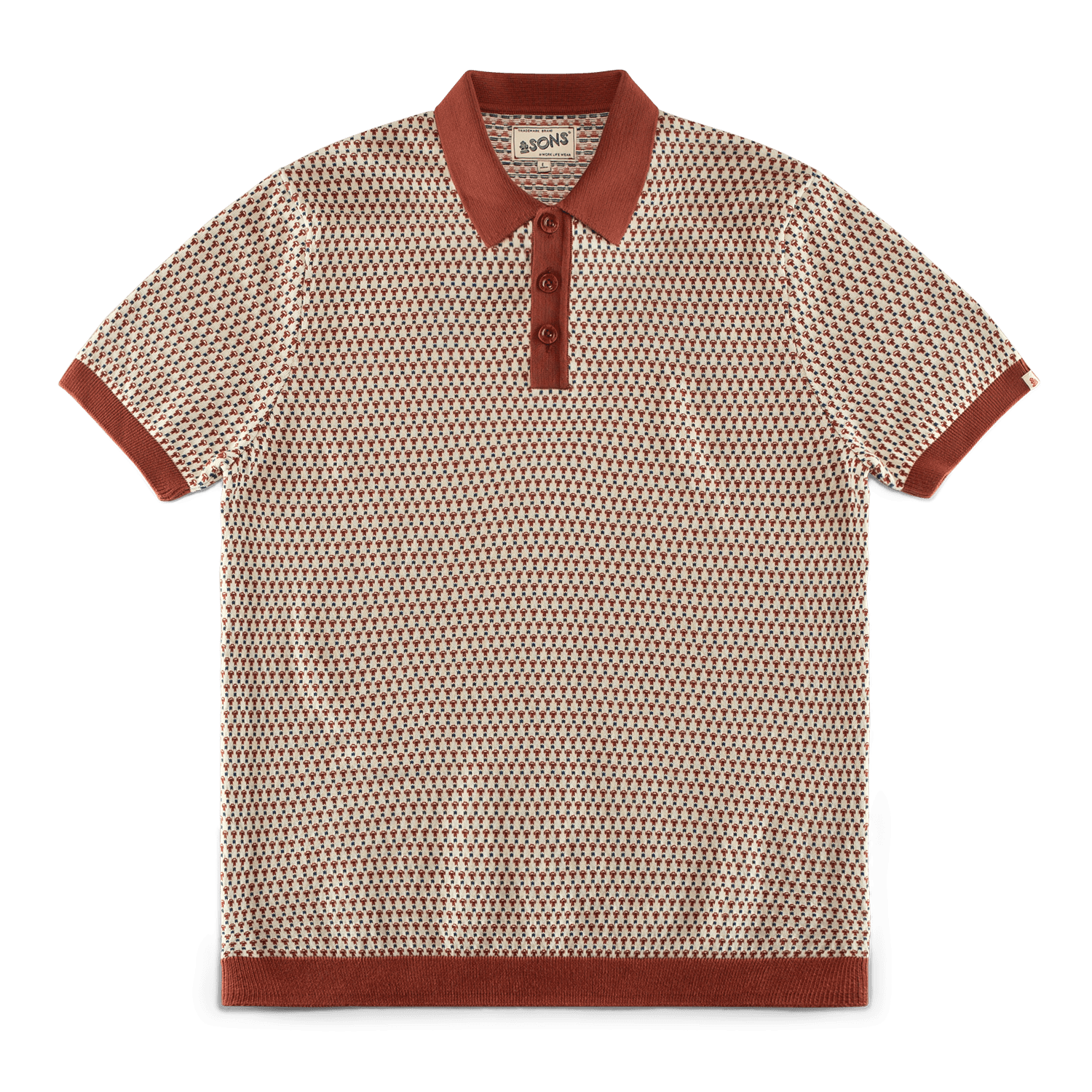 &sons Trading Co Men's Belmont Knitted Polo Off White / Auburn In Multi