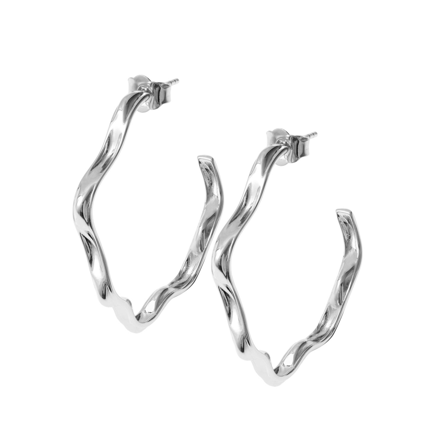 Lucy Quartermaine Women's Solid Sterling Silver Splash Wave Hoops