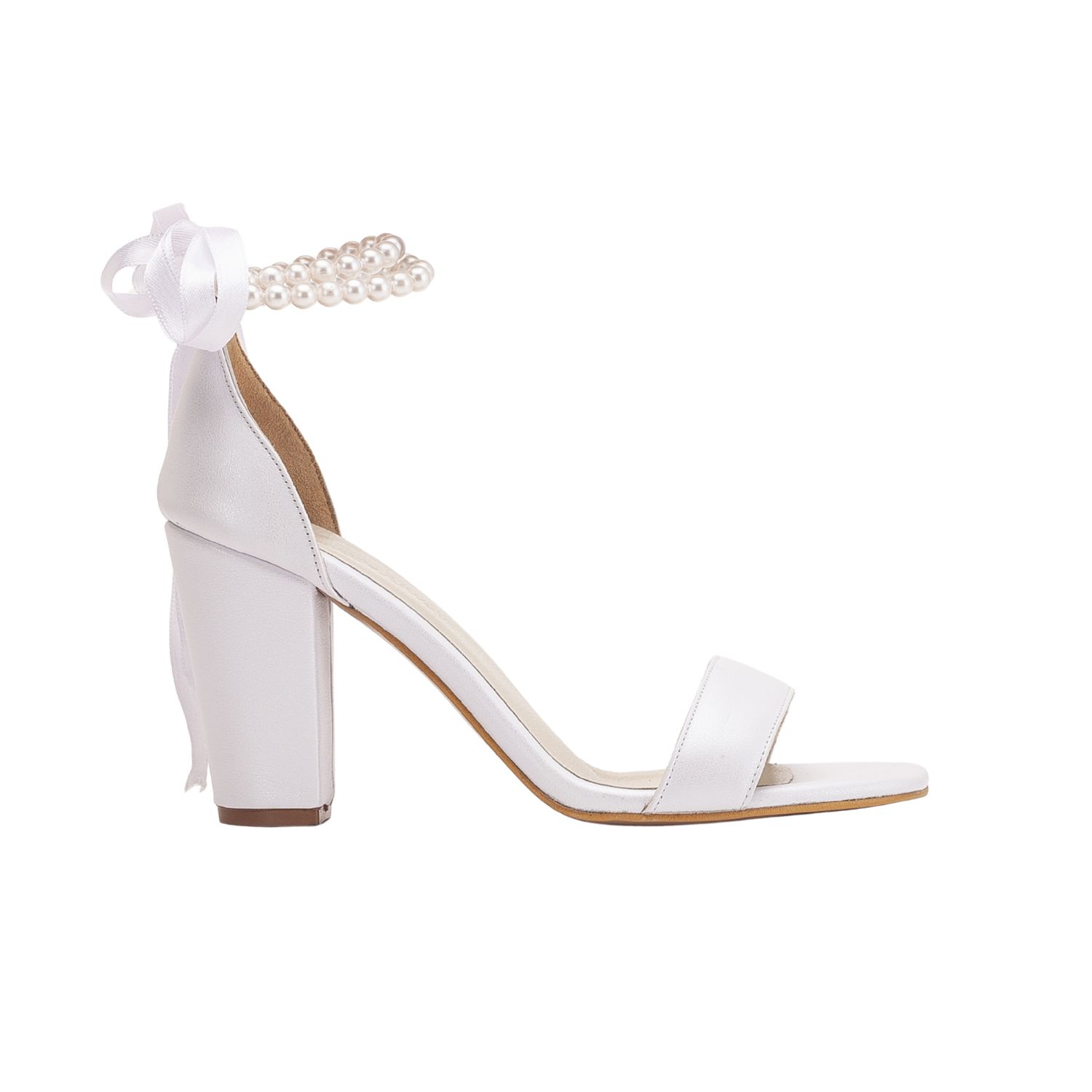Forever & Always Shoes Women's White Dina Ivory Bridal Leather Sandals With Pearls In White