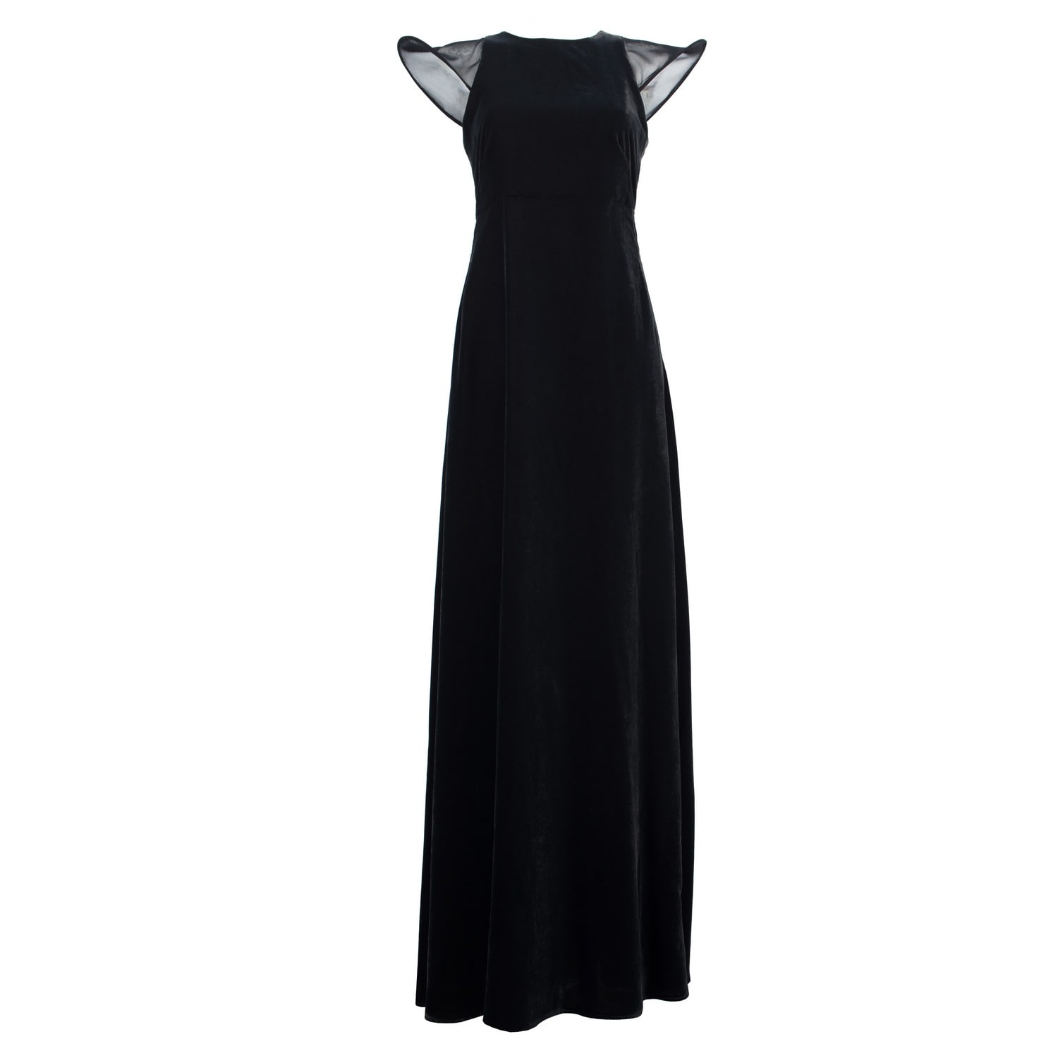 Women's Black / Grey Velvet Angel Sleeve Gown | Medium | Laura Daili
