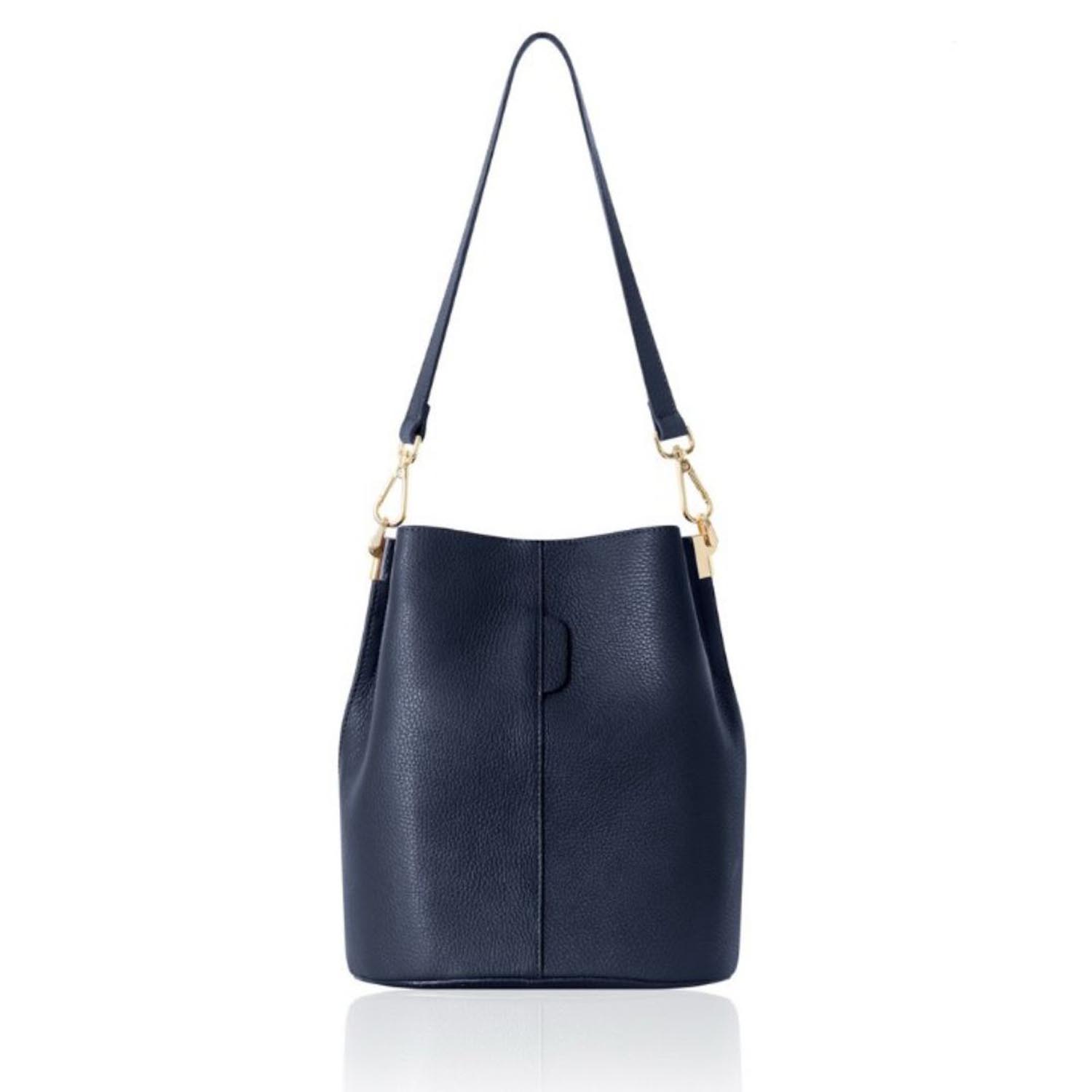 Betsy & Floss Women's Lecco Leather Bucket Bag In Navy Blue In Blue