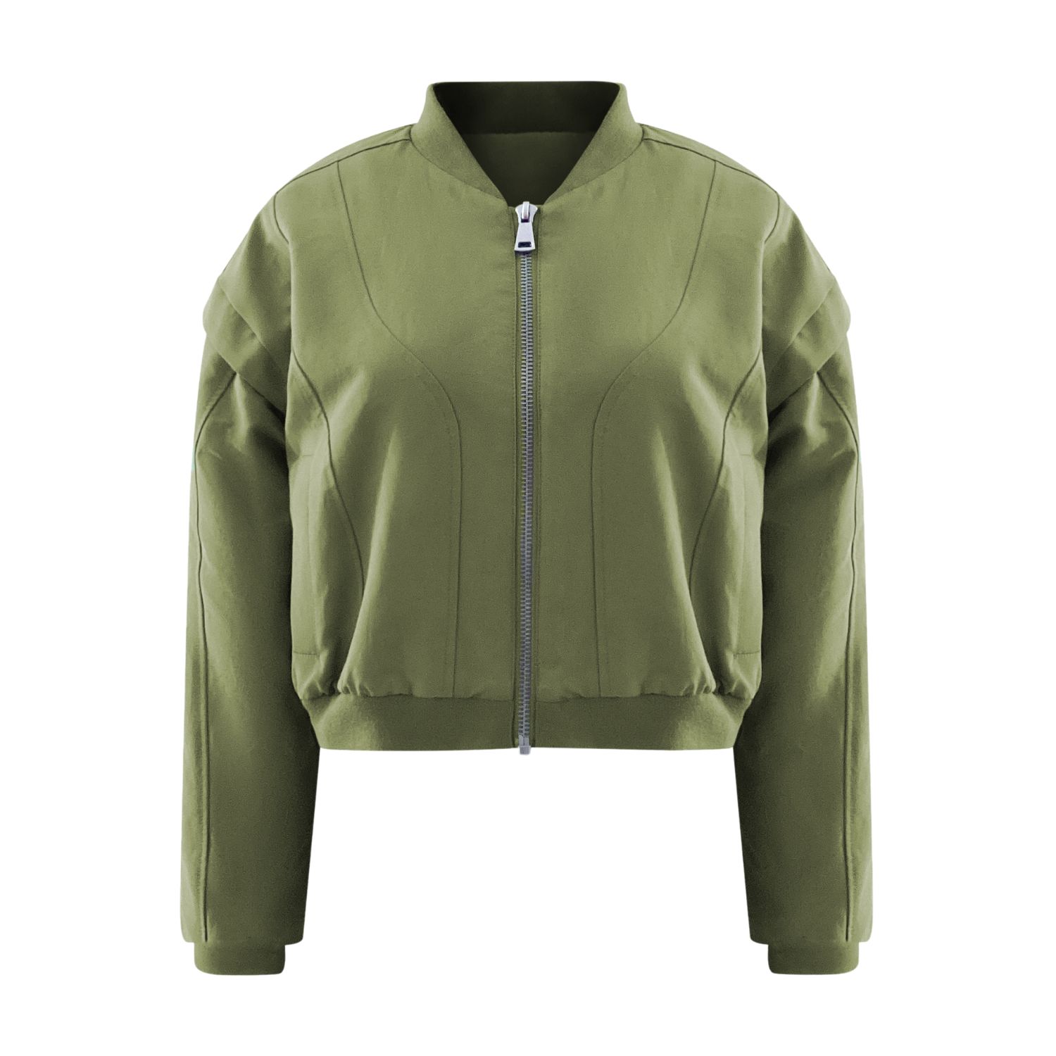 Ow Collection Women's Yokon Crop Bomber Jacket - Green In Green