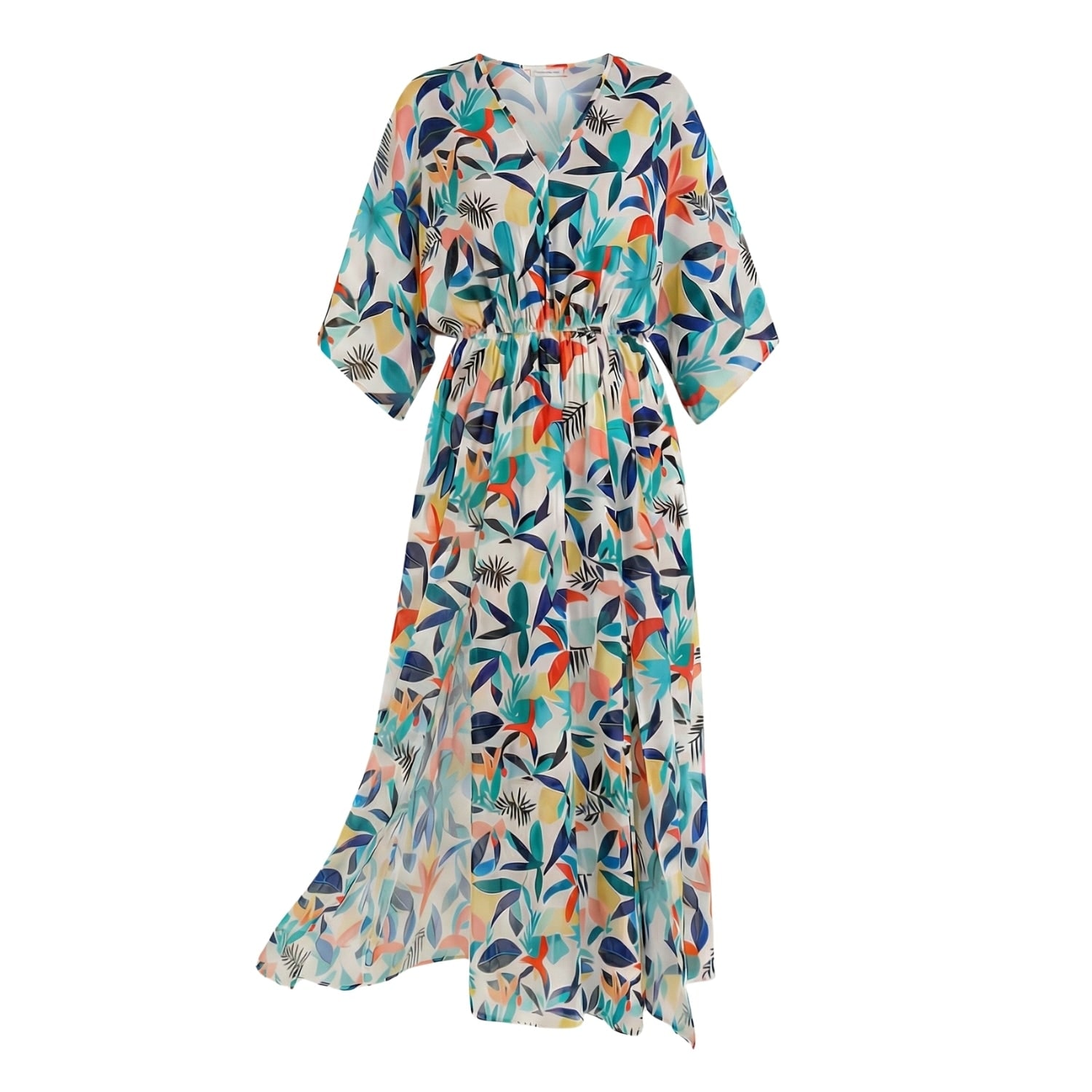 Women's Silk Maxi Dress - Tropicana Athena | Extra Large | Elise Seren