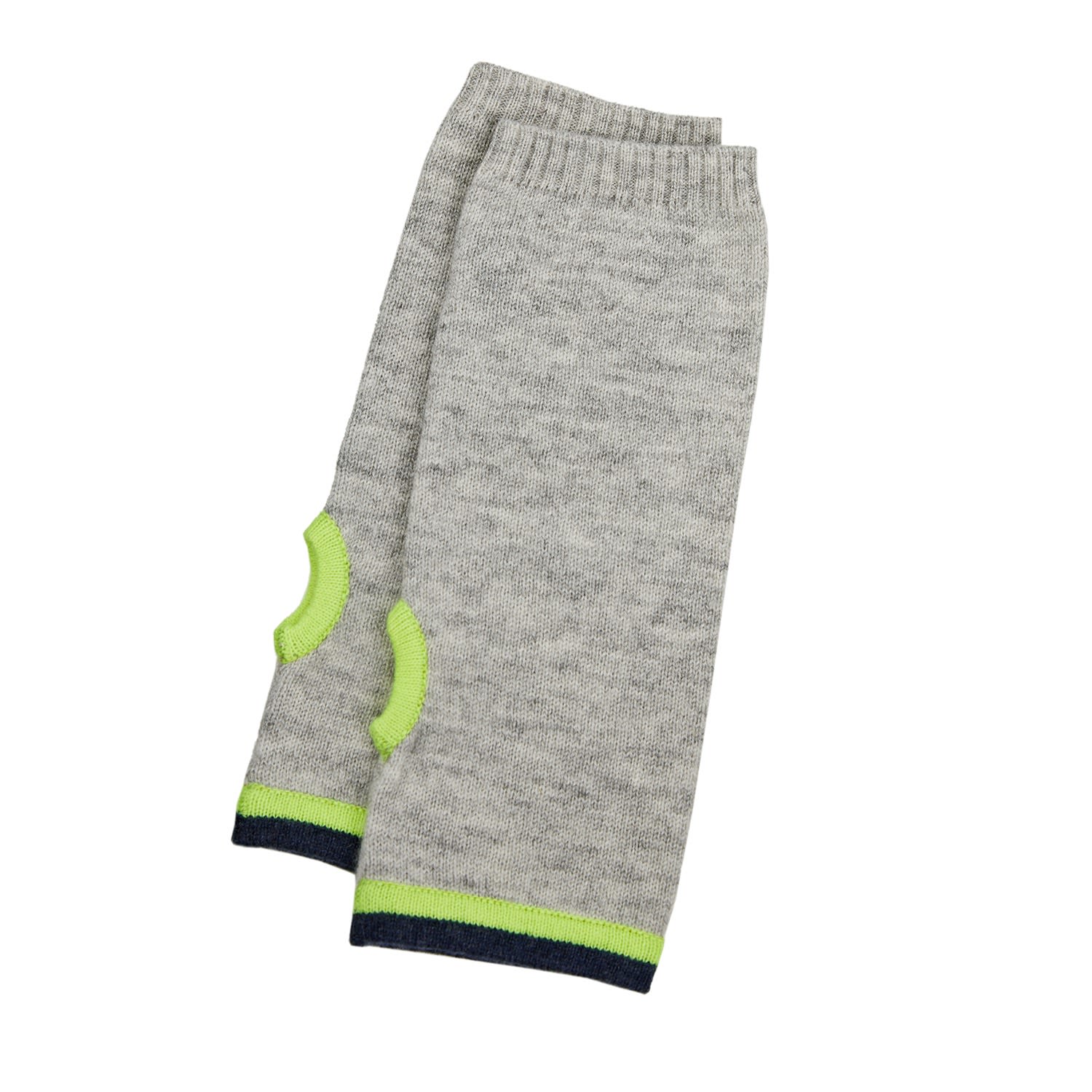 Cove Women's Renee Wrist Warmers Grey With Indigo & Neon Yellow In Grey