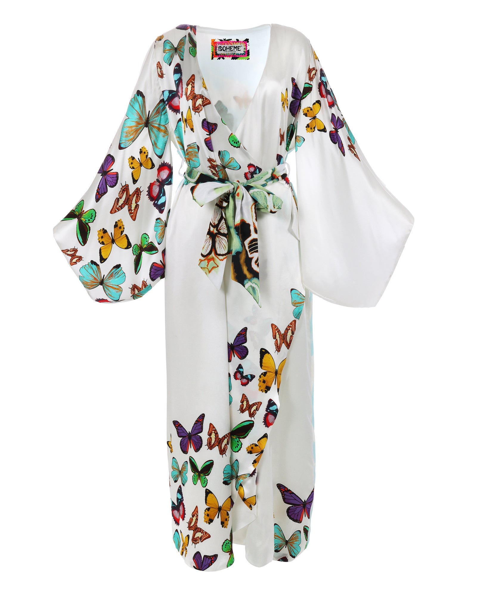 Meghan Fabulous Women's Butterfly Maxi Kimono - White