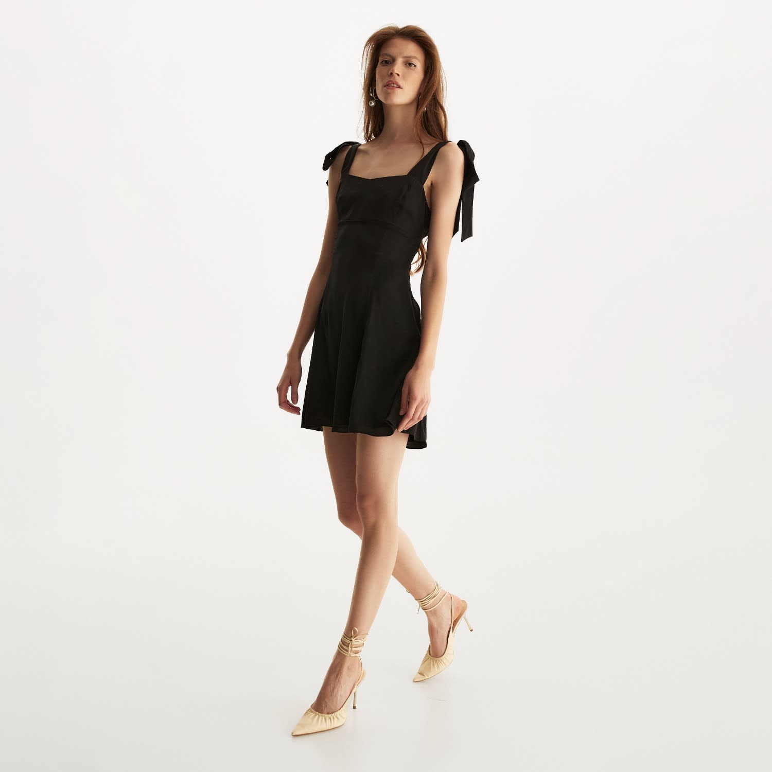 Women's Black Ribbon-Strap Flared Mini Dress | Extra Large | Lita Couture