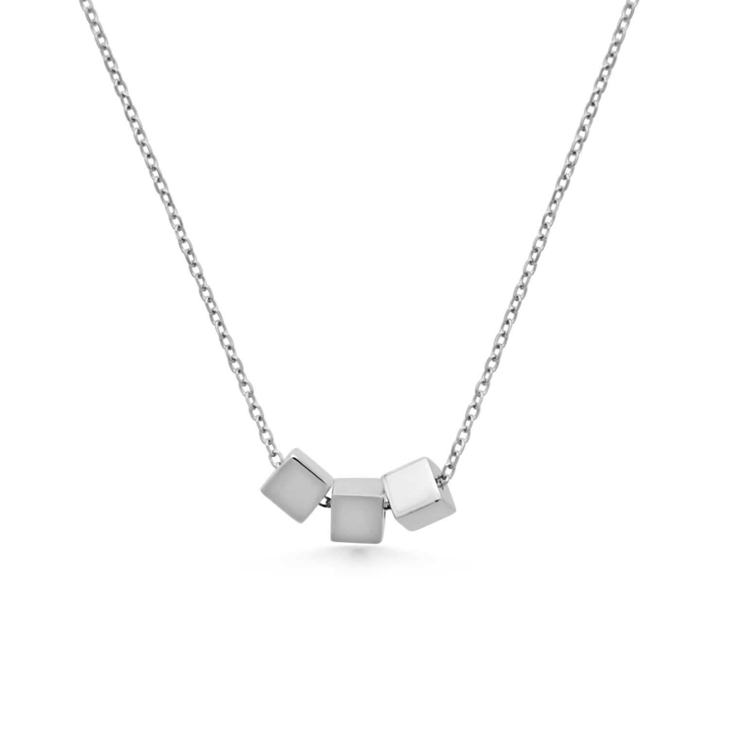 Hik&rós Women's Silver Cube Necklace With 3 Cubes