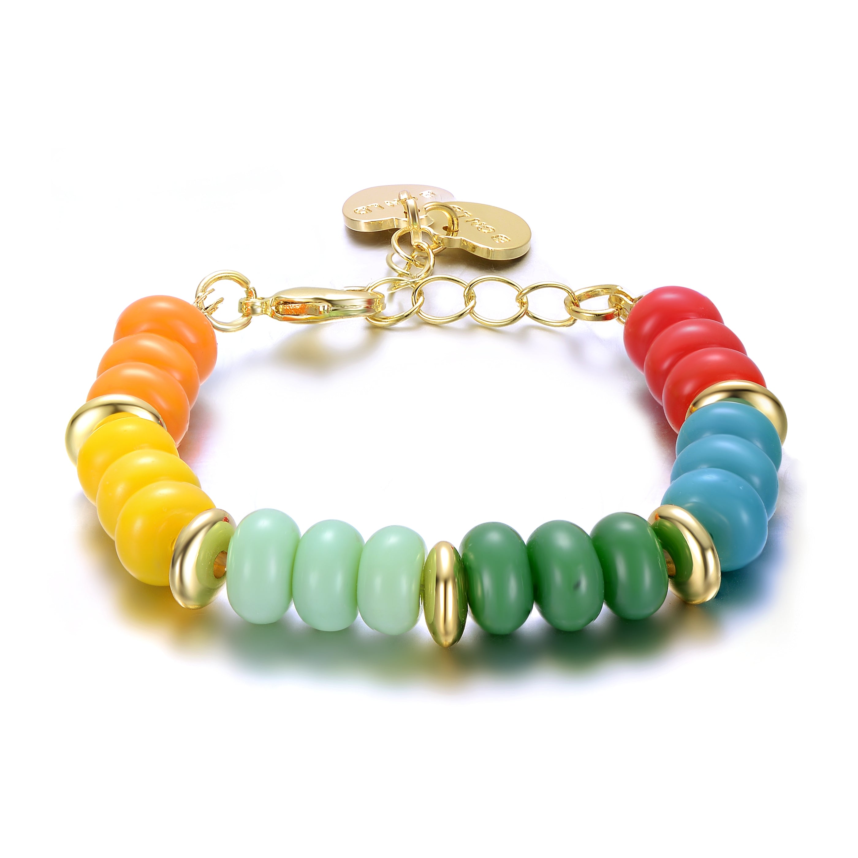 Women’s Rachel Glauber Yellow Gold Plated Bracelet With Multi Colored Stone Beads For Kids Genevive Jewelry