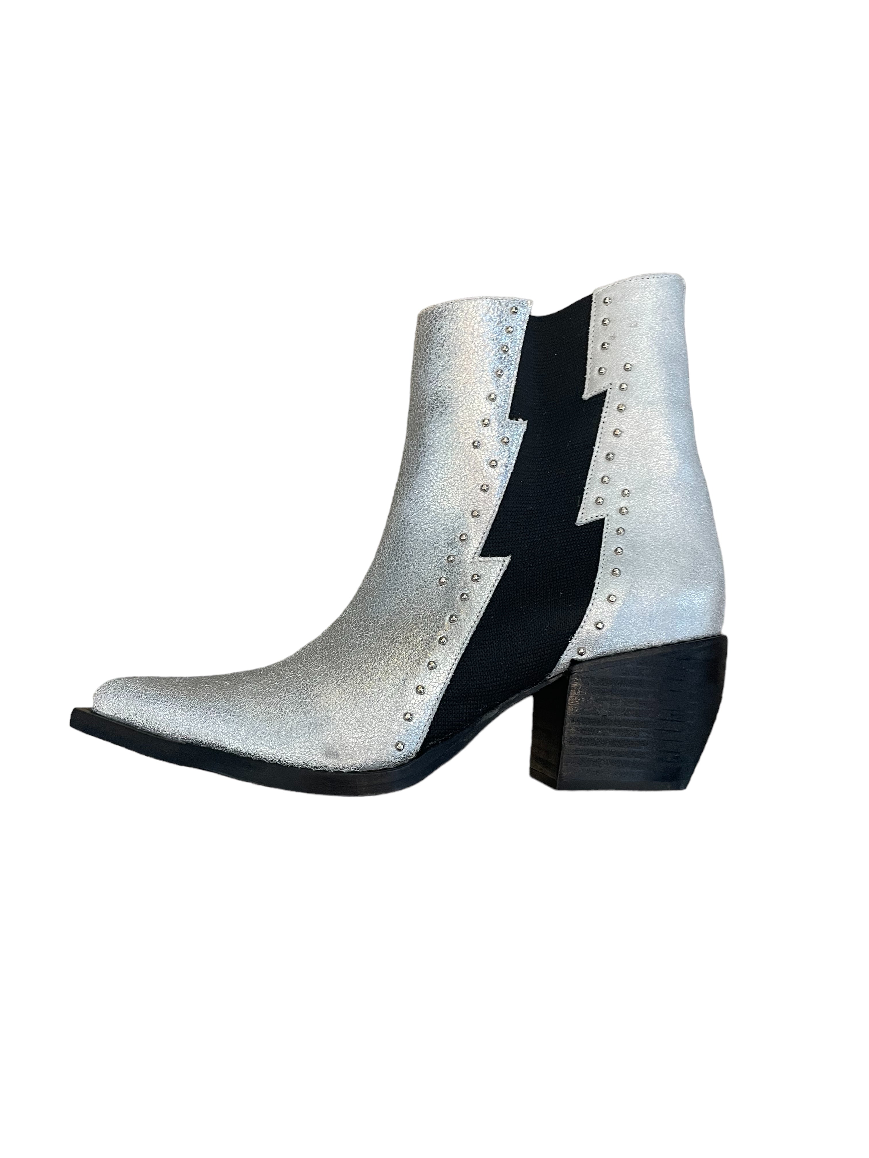 Any Old Iron Women's Black / Silver The Silver Lightning Bolt Leather Boots In Black/silver