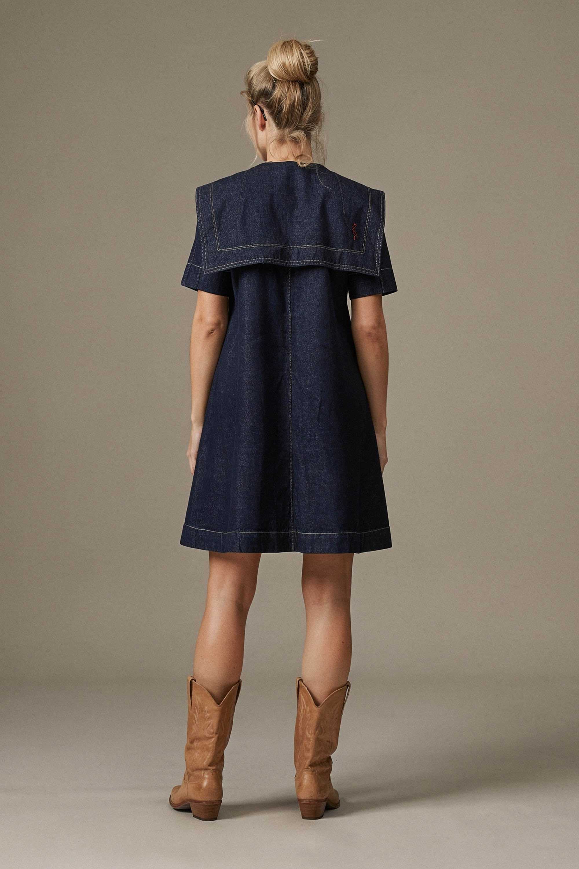 denim sailor dress Bow Front Sailor Dress