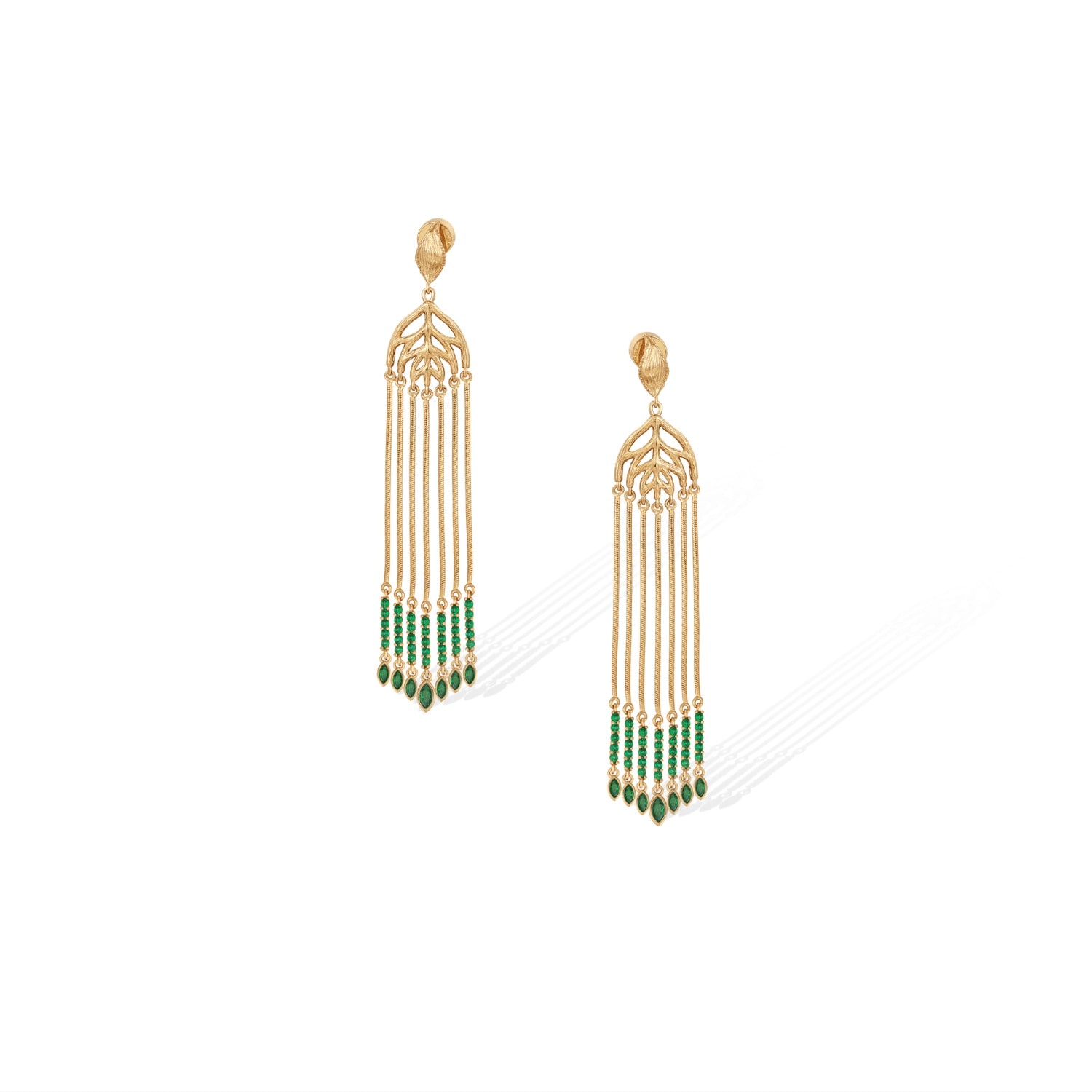 Retro Chic Women's Gold / Green Verdant Whisper Tassels Earrings In Multi